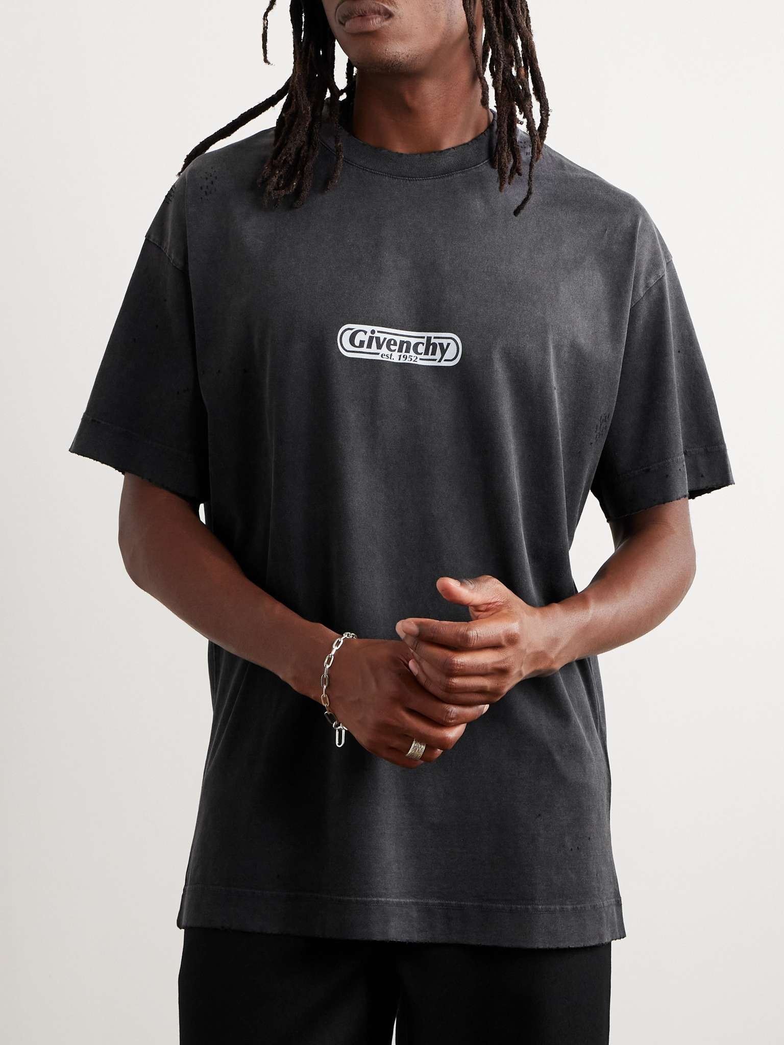 Givenchy Distressed Logo-Print Cotton-Jersey T-Shirt