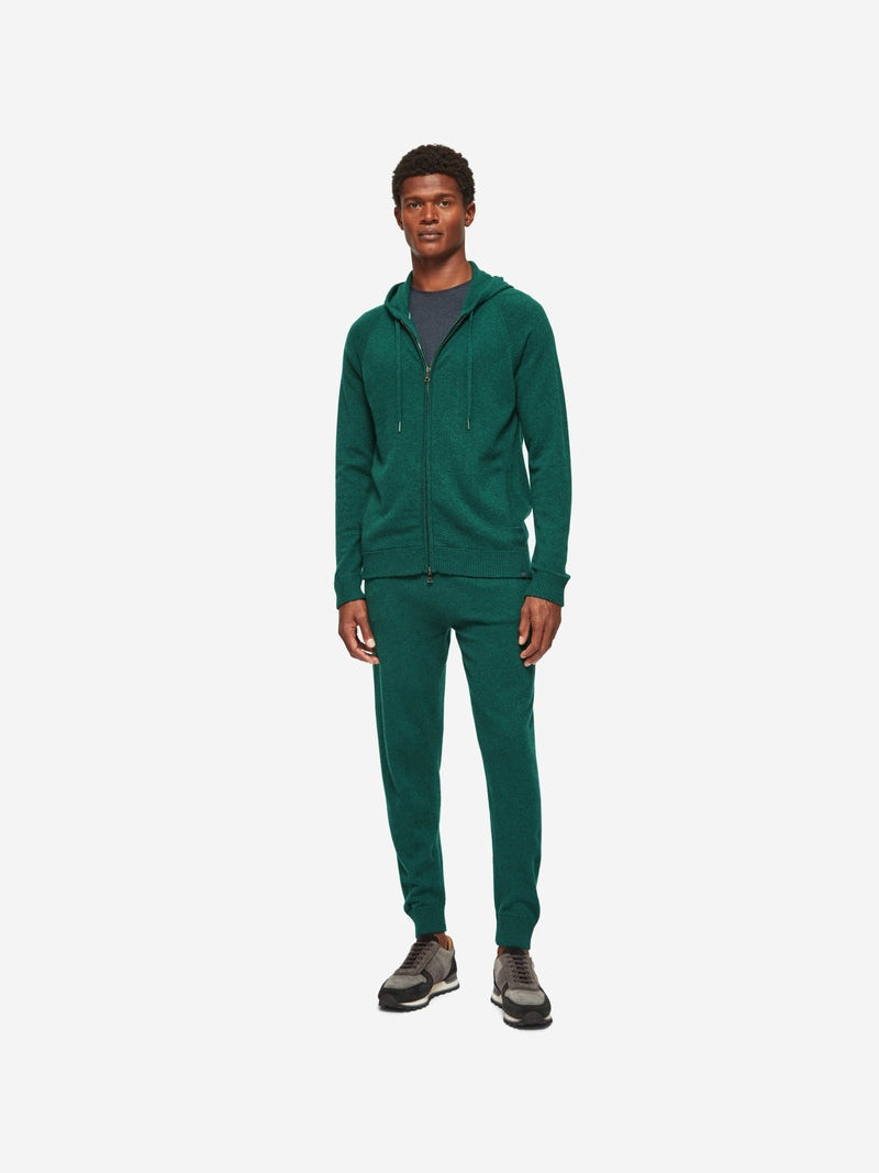 Derek Rose Men's Hoodie Finley Cashmere Dark Green Heather outlook