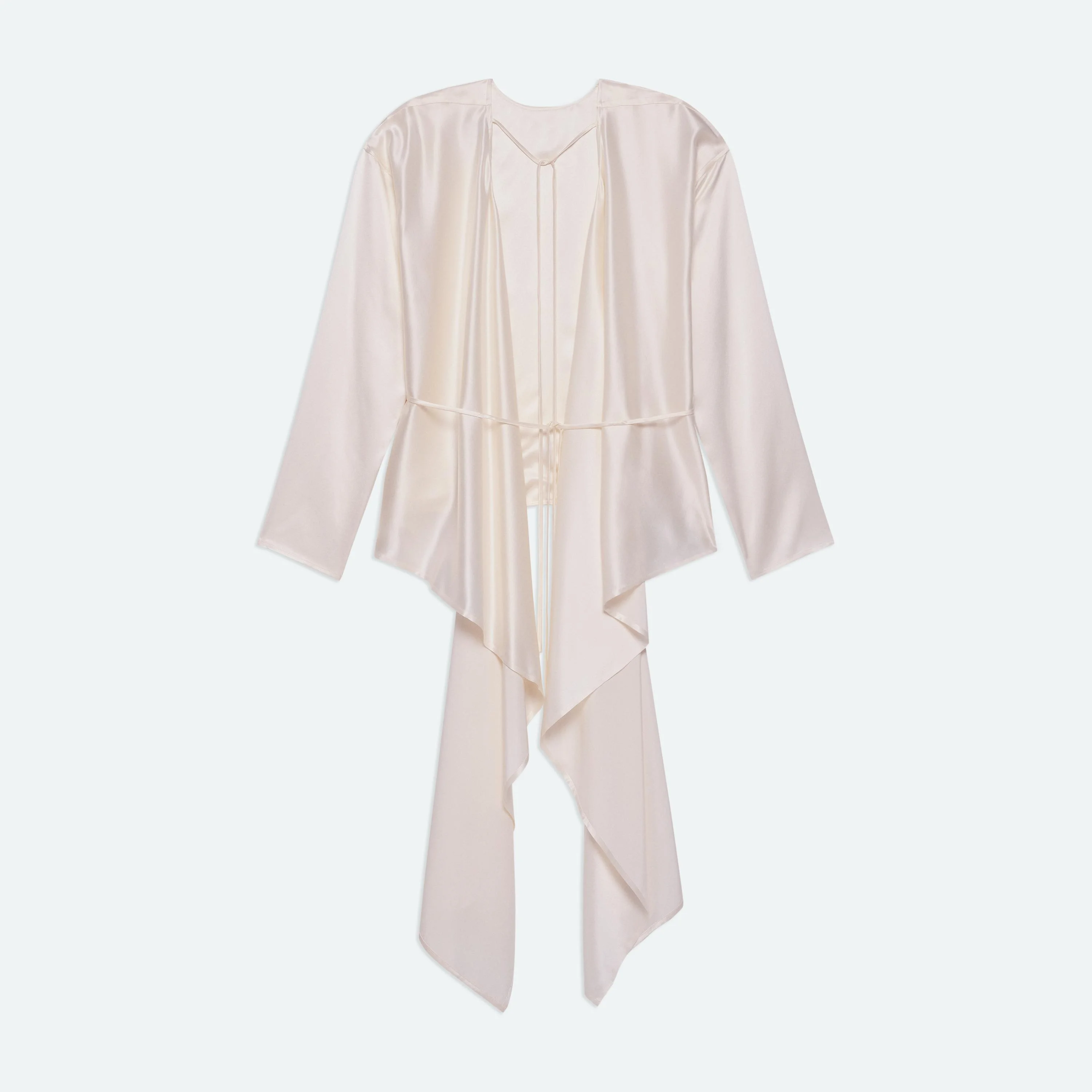 LONG-SLEEVE DRAPED SCARF TOP - 1