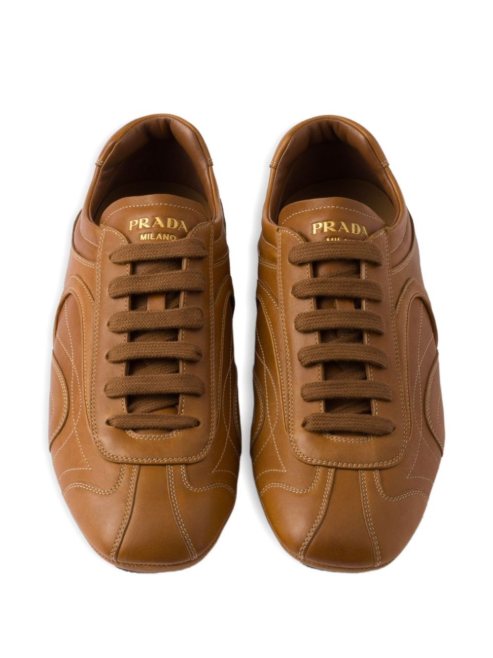 Antiqued leather lace-up trainers - 4