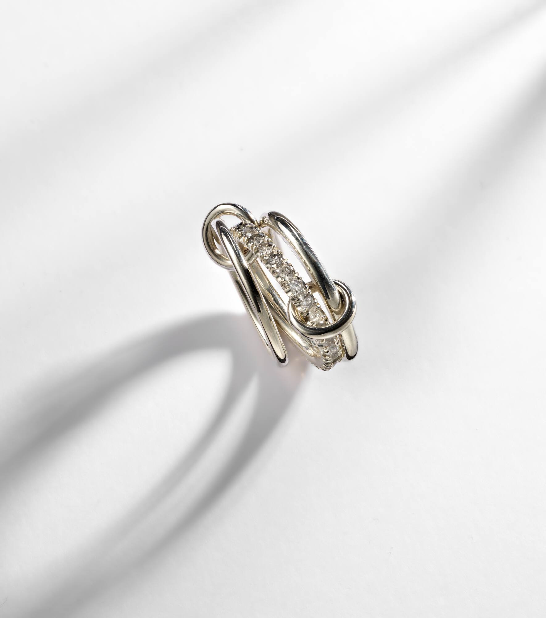 Petunia sterling silver ring with diamonds - 5