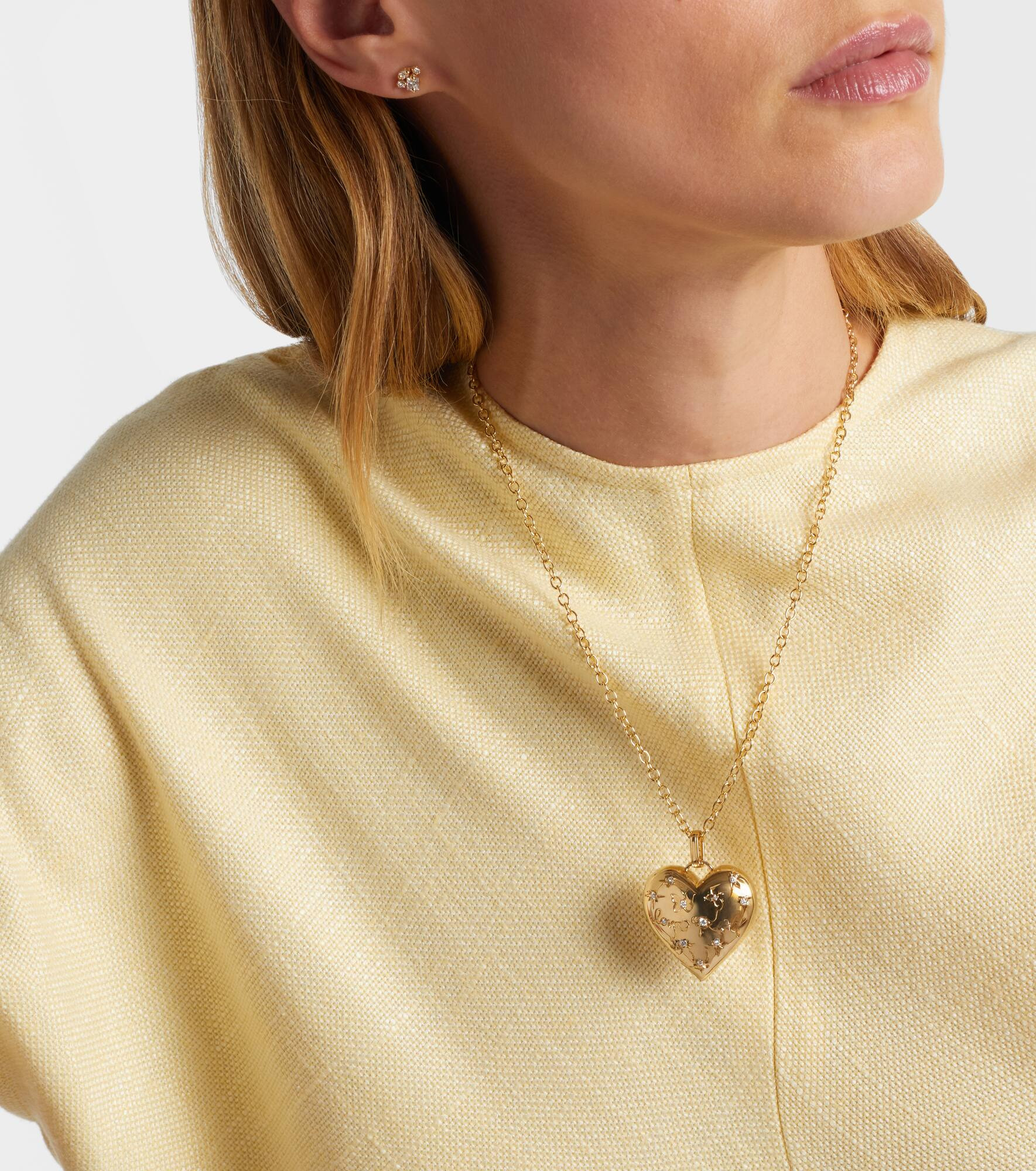 Puffy Icon Heart 14kt gold pendant with diamonds - 3
