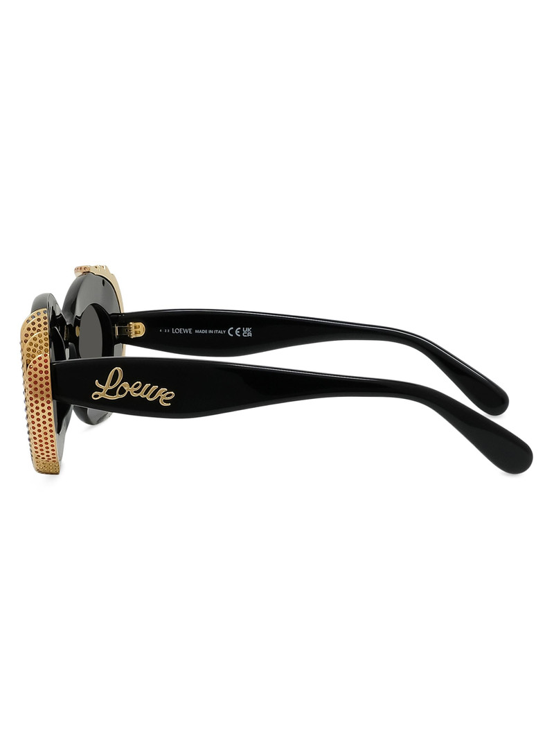 Men's x Paula's Ibiza 47MM Oval Sunglasses - Black Gold Dark Grey 3