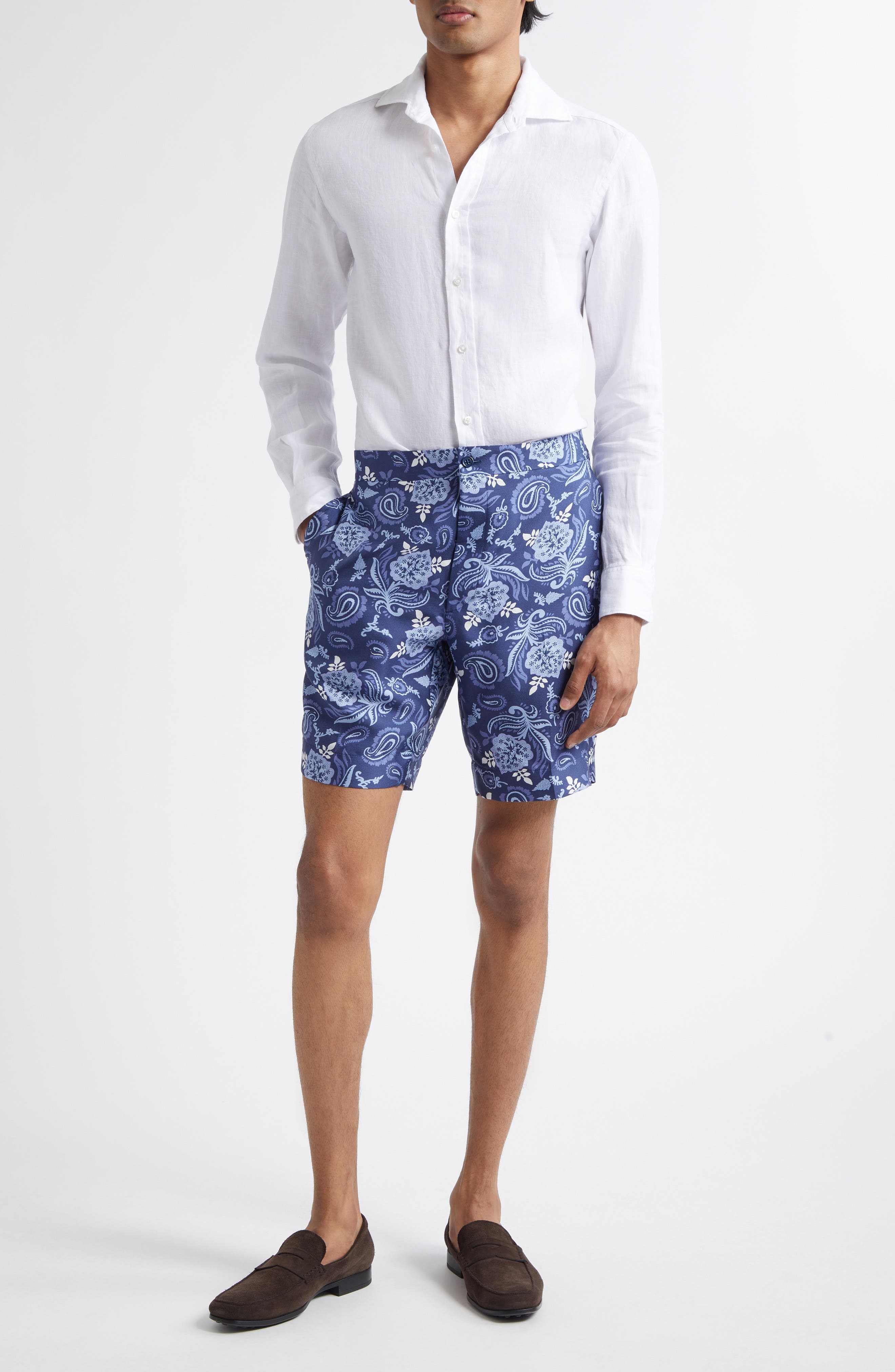 Ralph Lauren Purple Label Basket Weave Linen Button-Up Shirt in White at Nordstrom - 2