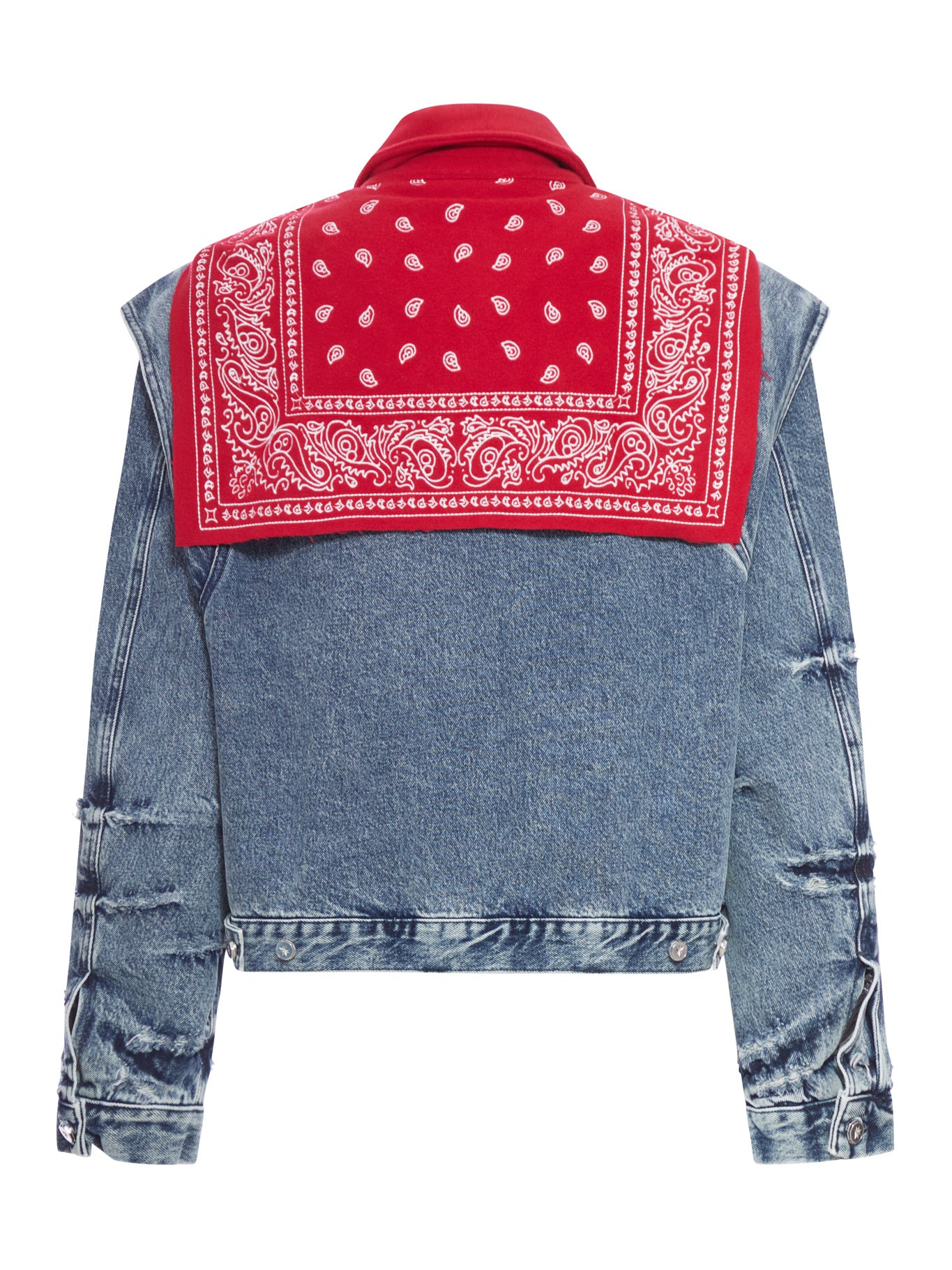 DENIM CAPE JACKET WITH BANDANA EFFECT - 2