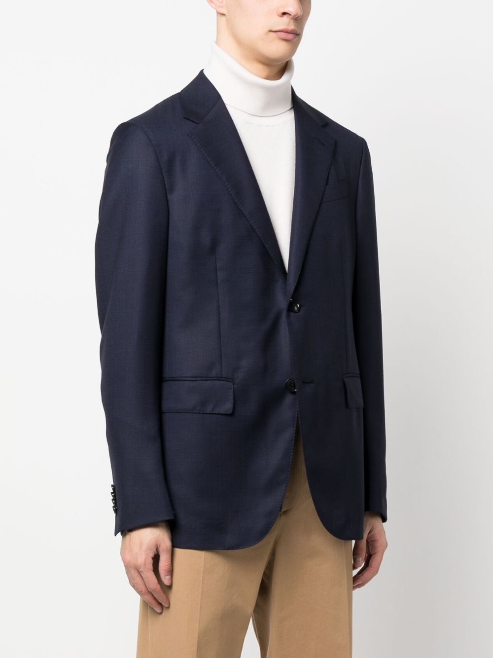 notched-lapels wool blazer - 3