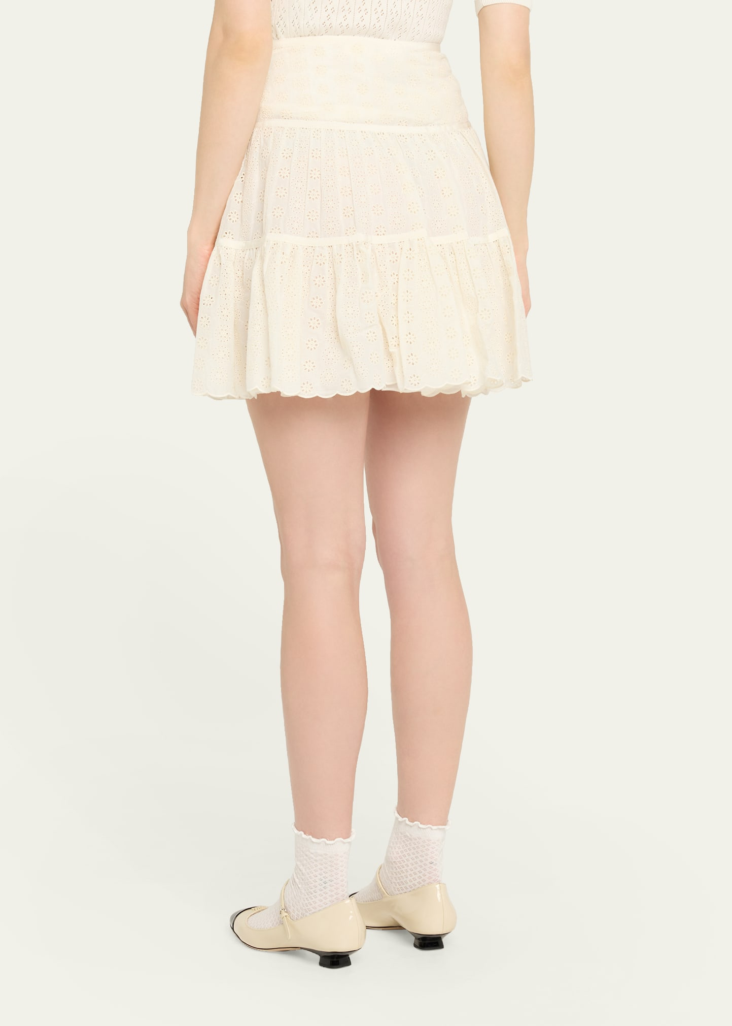 Tiered Eyelet Mini Skirt - 3
