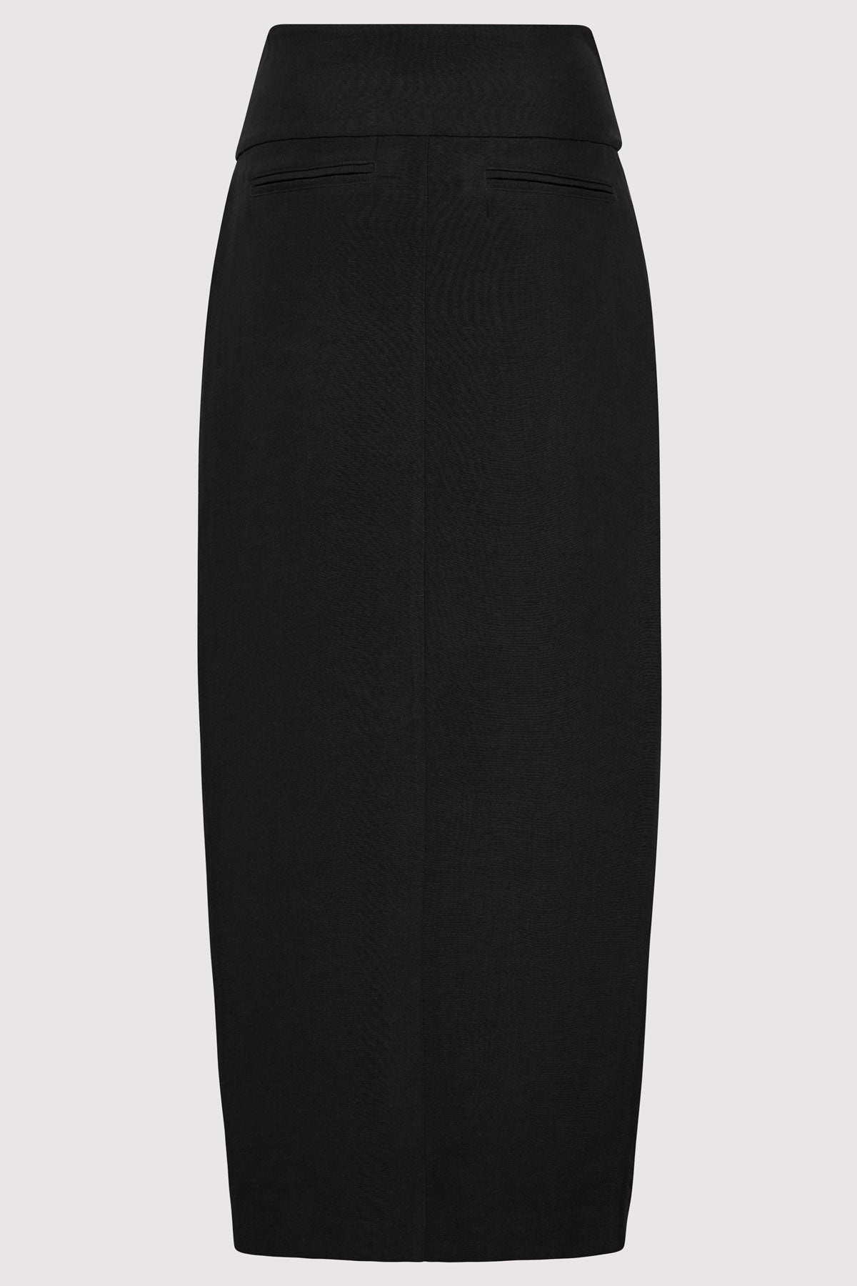 Wide Waistband Column Skirt - Black - 7