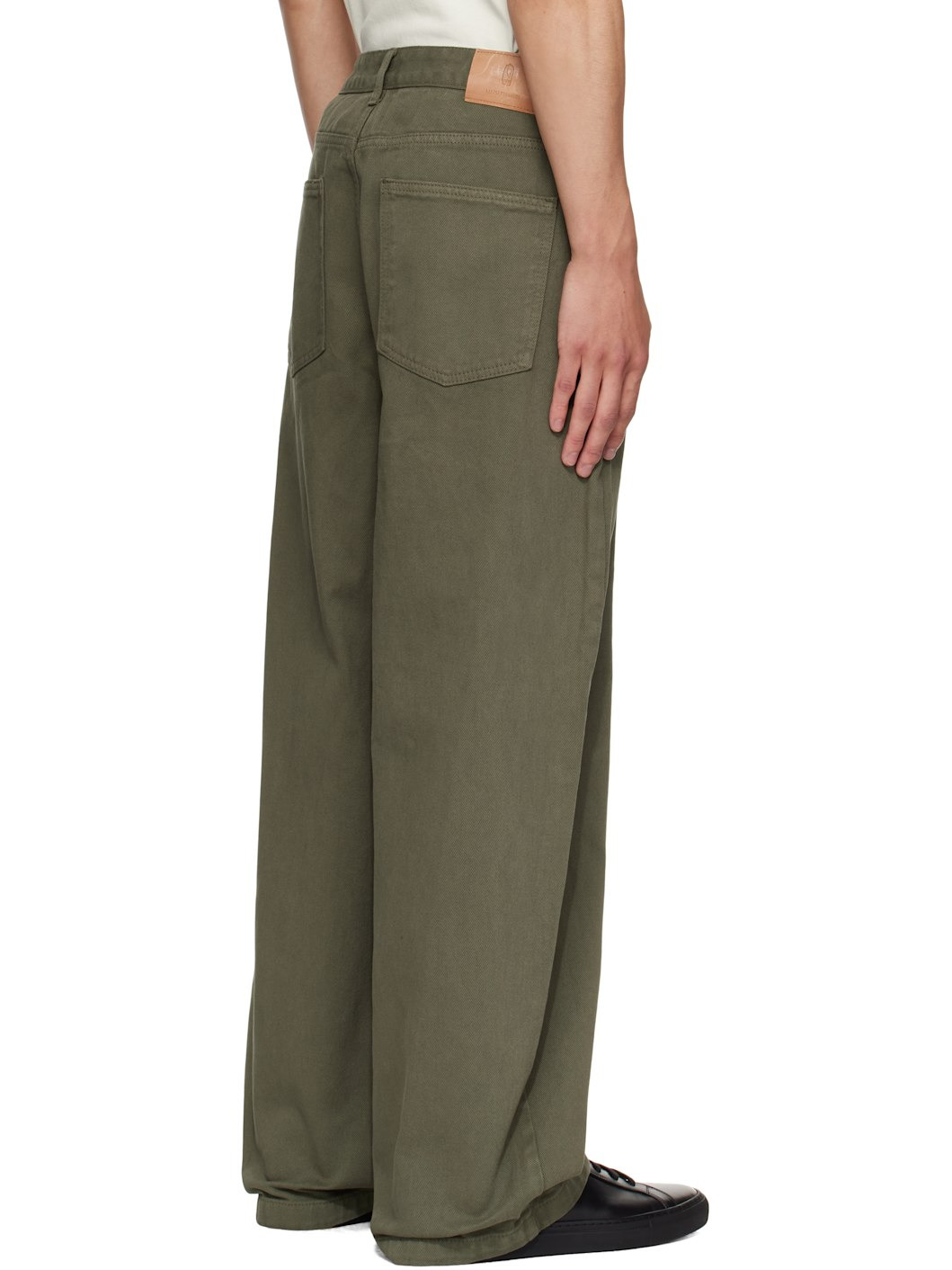 Khaki One Tuck Wide Jeans - 3