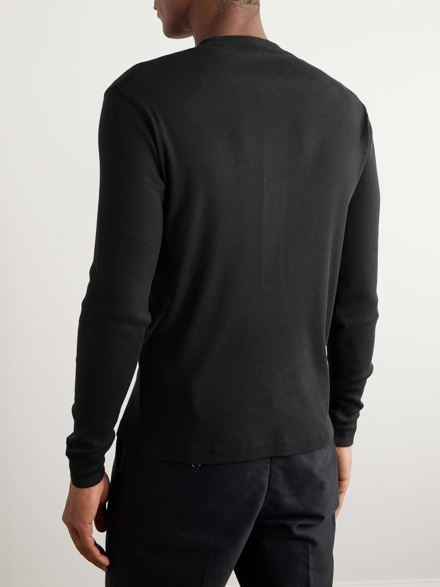 Slim-Fit Ribbed Cotton and Modal-Blend Jersey Henley T-Shirt - 4