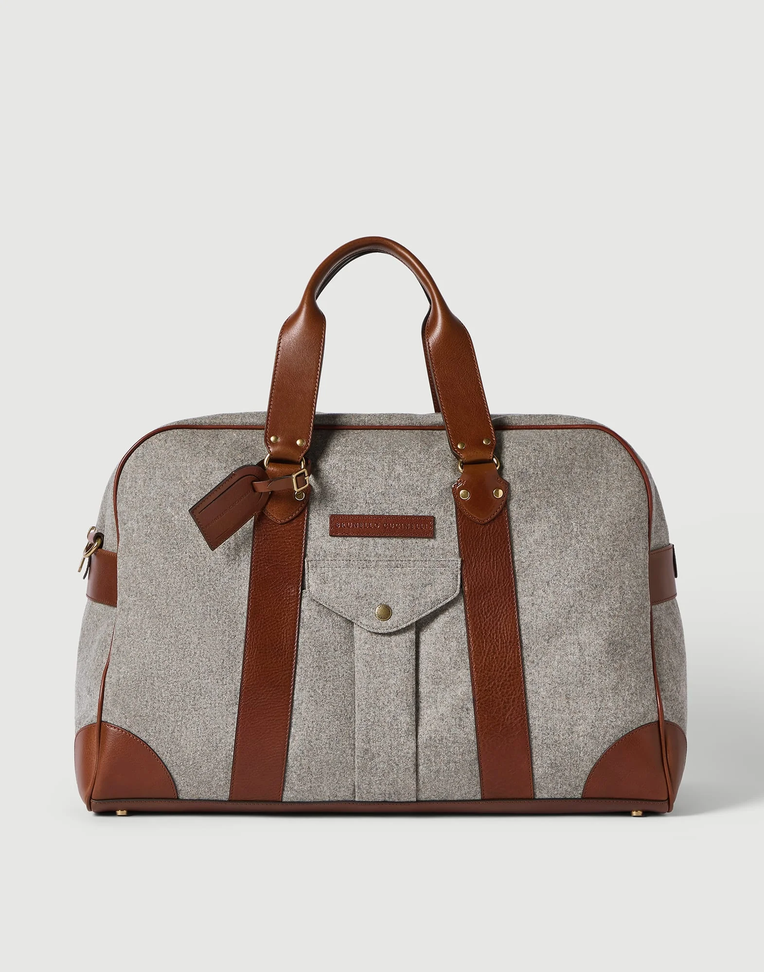 Virgin wool, alpaca and cashmere flannel street bag with grained calfskin inserts - 1