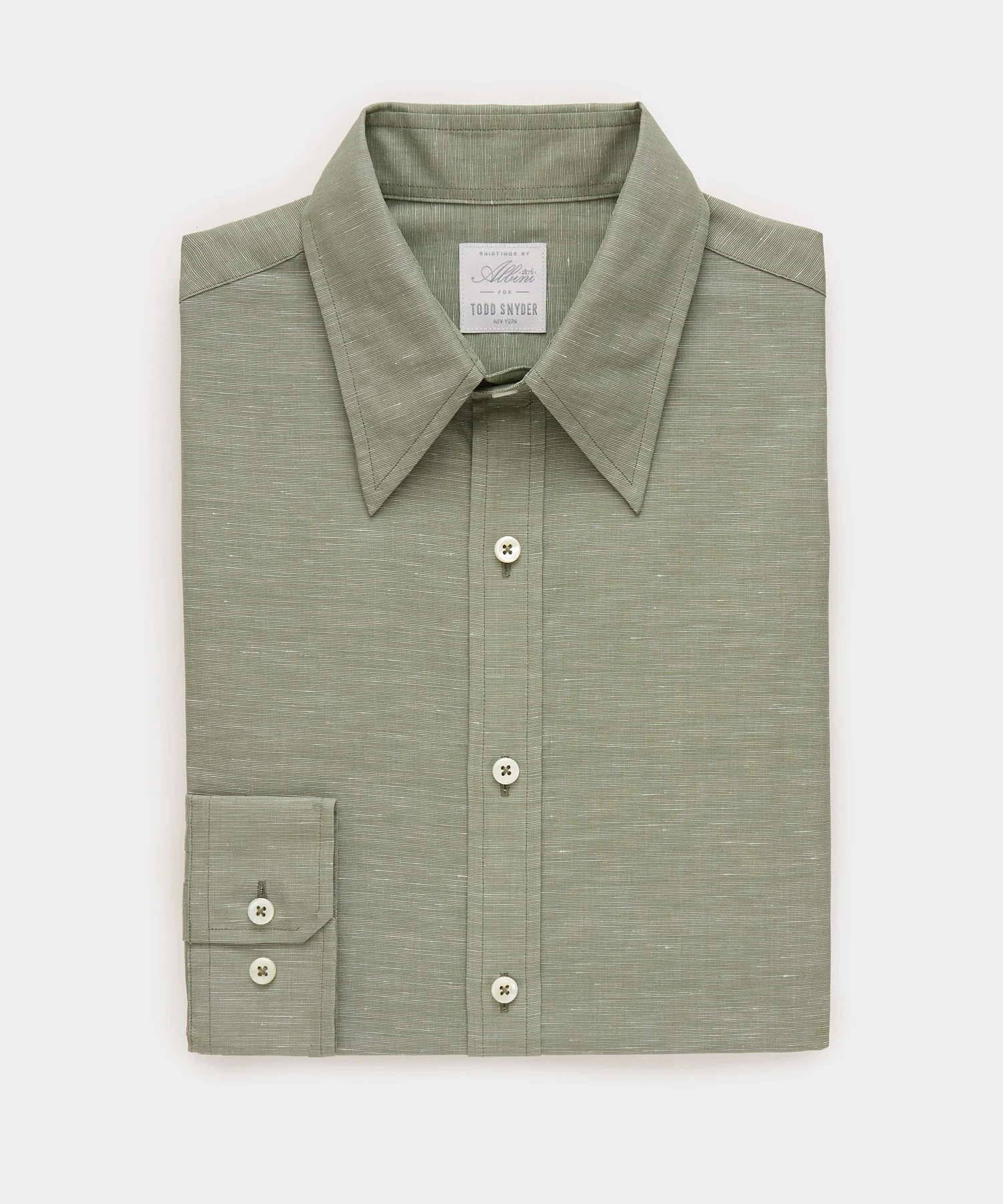 Italian Cotton-Linen Long Point Collar Dress Shirt - 1