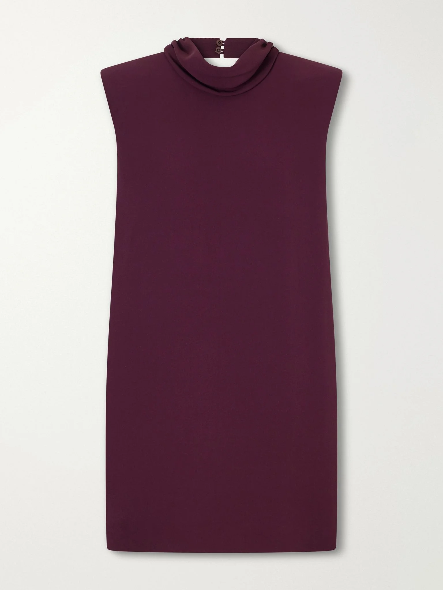 Draped silk-cady turtleneck mini dress Dark purple - 1