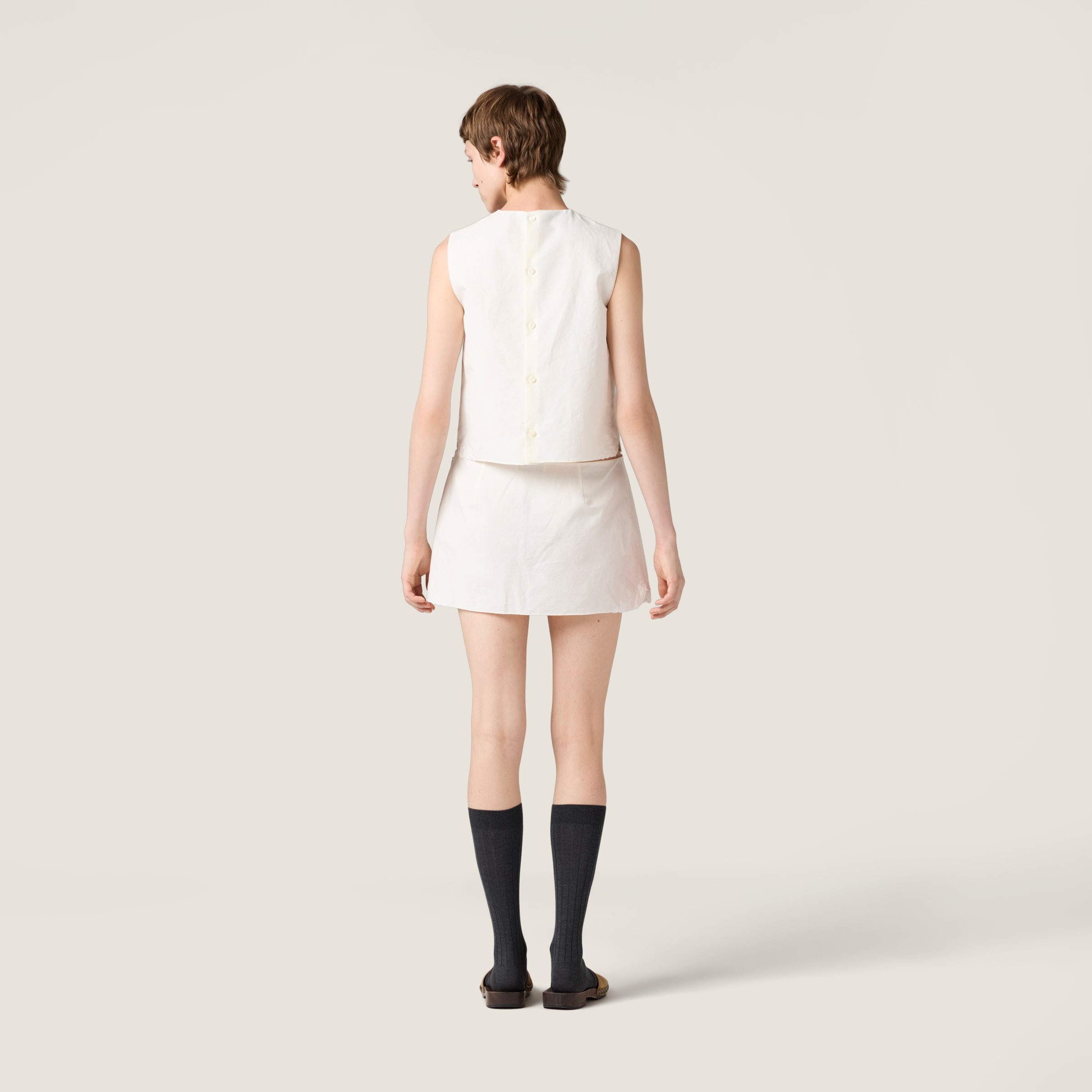Embroidered slubbed canvas top - 3