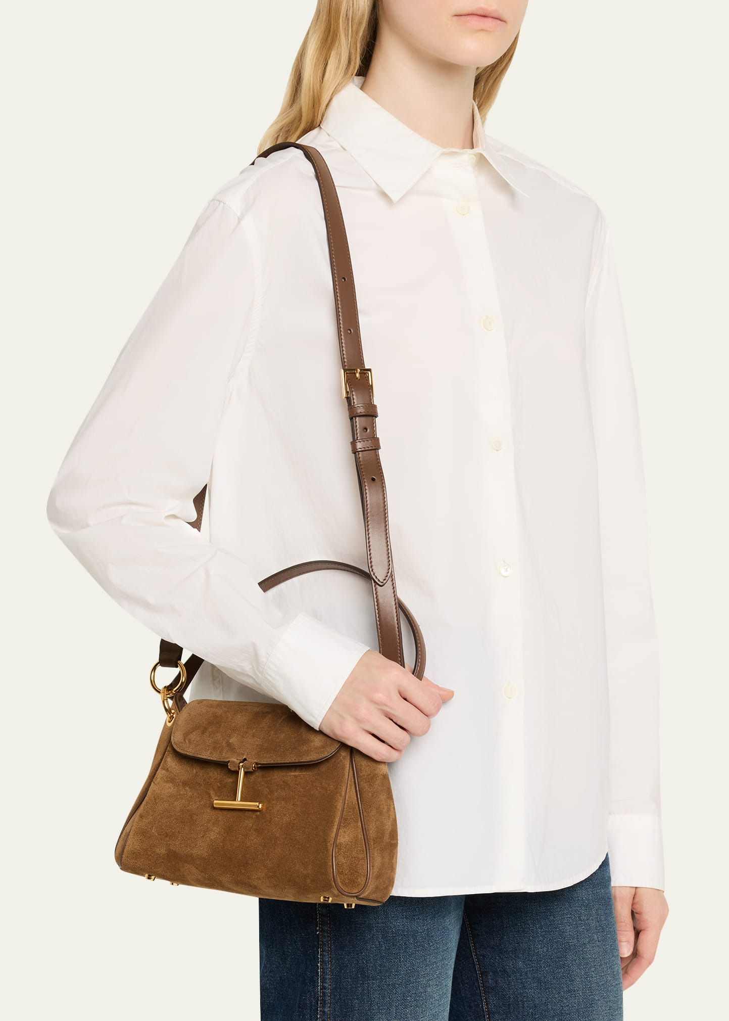 Tara Small Shoulder Bag in Suede - 2