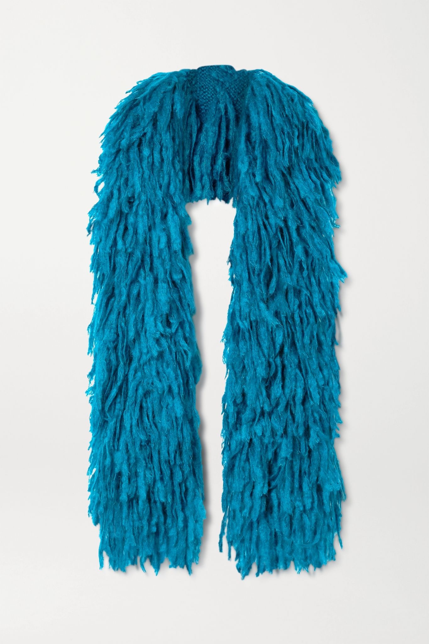 Fringed mohair-blend scarf - 1