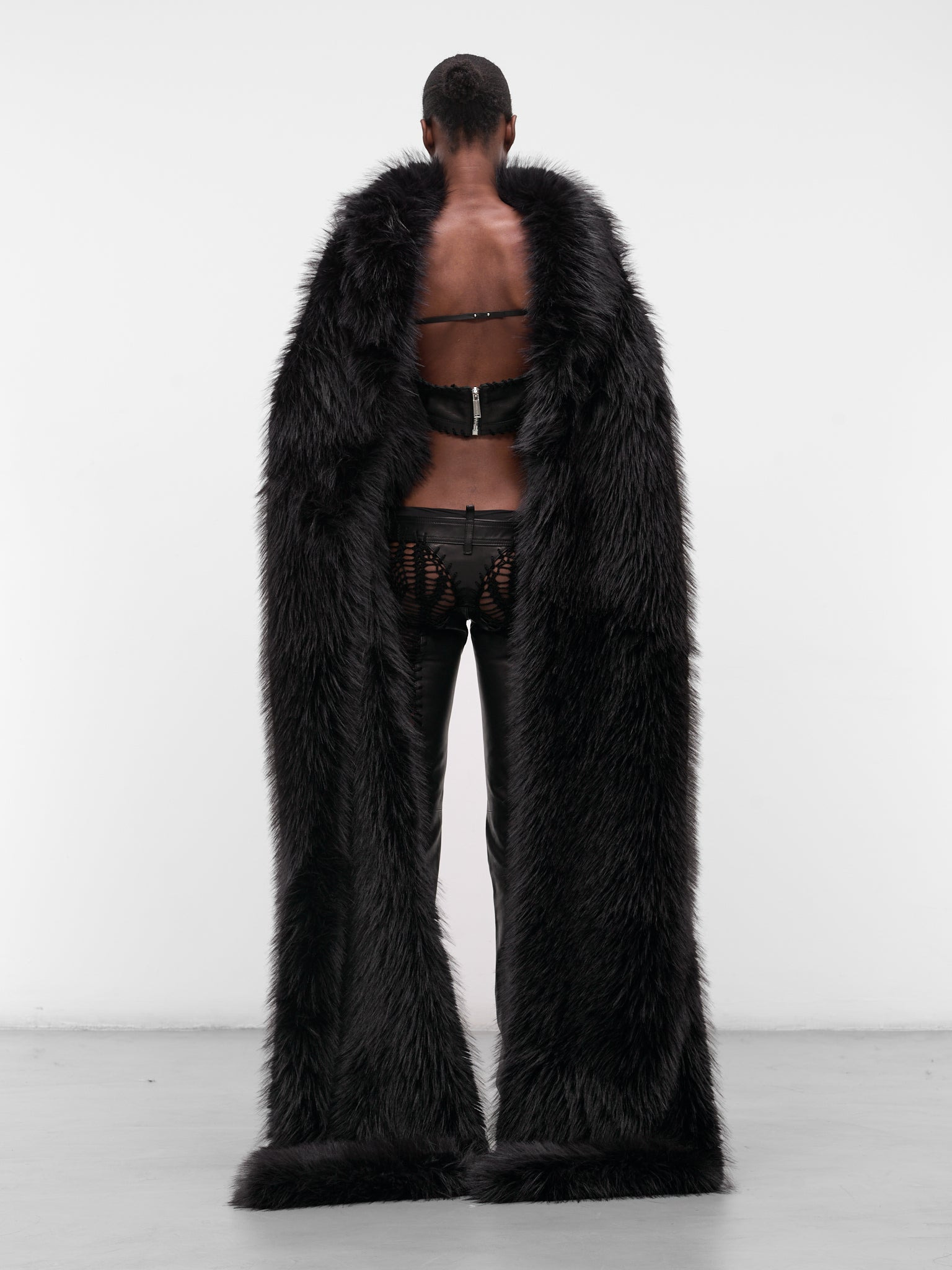 Black Drama Draped Fur Top - 3