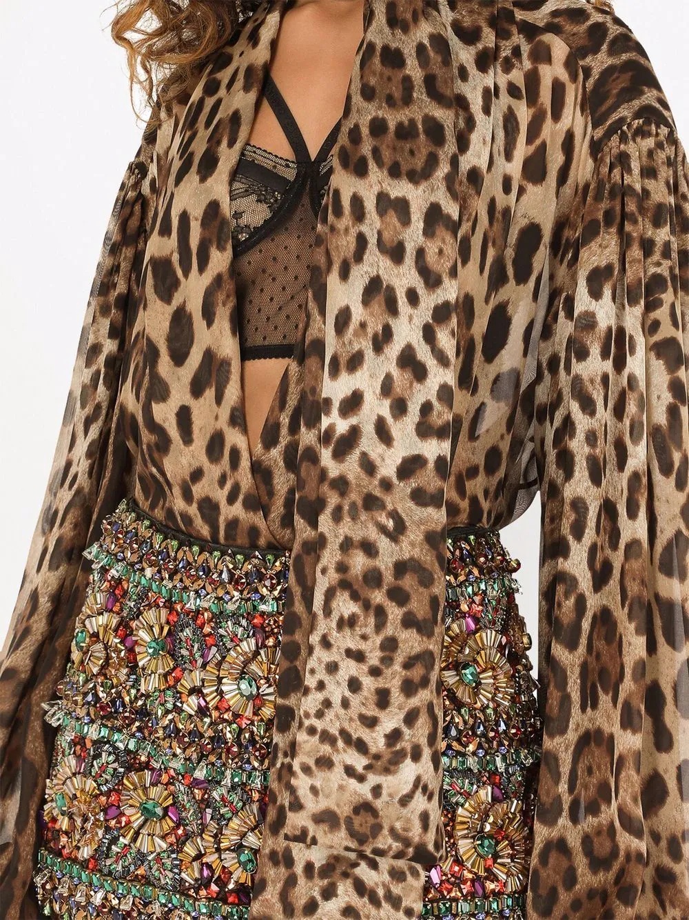 leopard-print silk pussy-bow blouse - 5