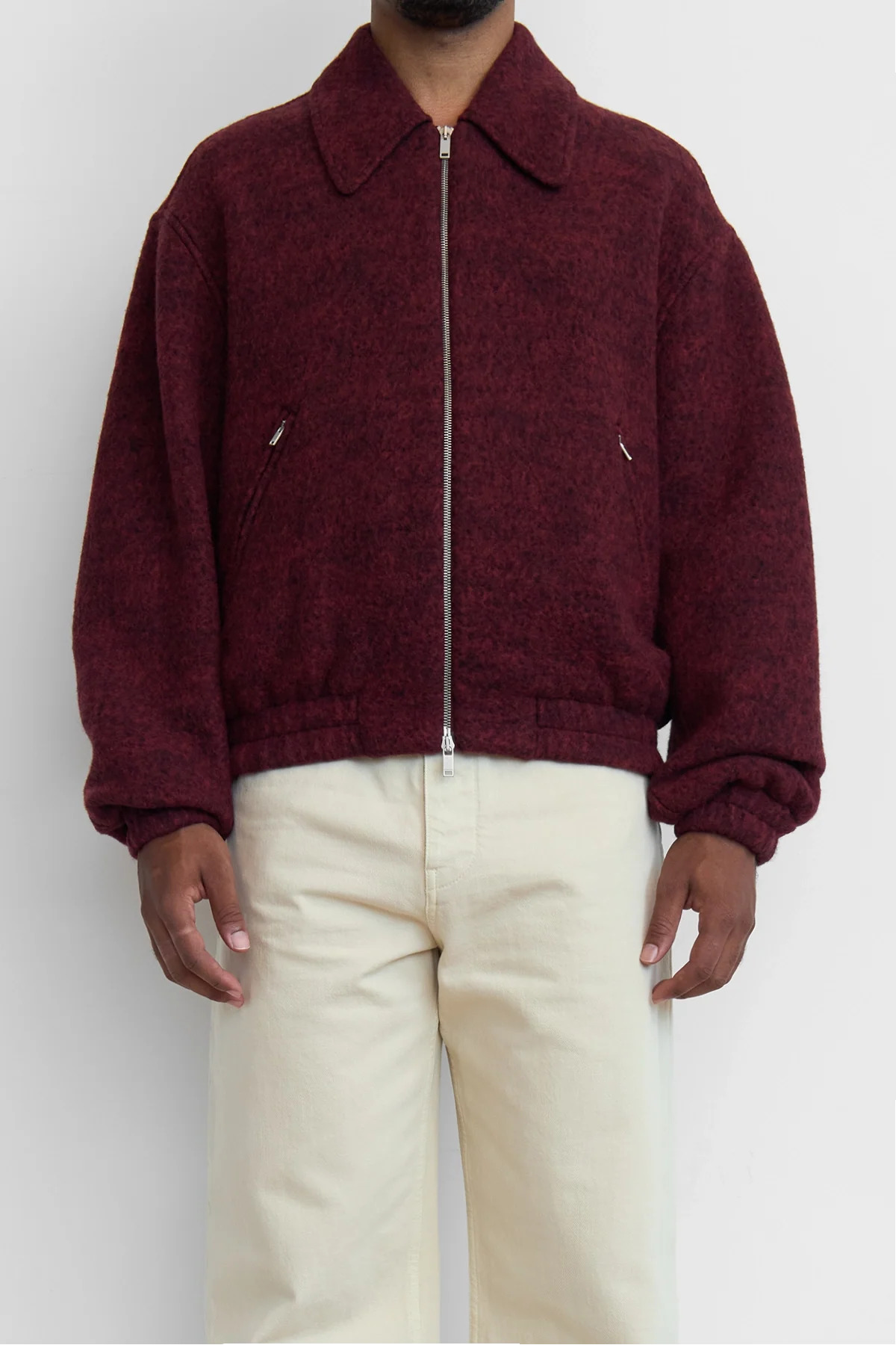 Jil Sander Felted Wool Aviator Bomber Jacket Peach Opal - 4