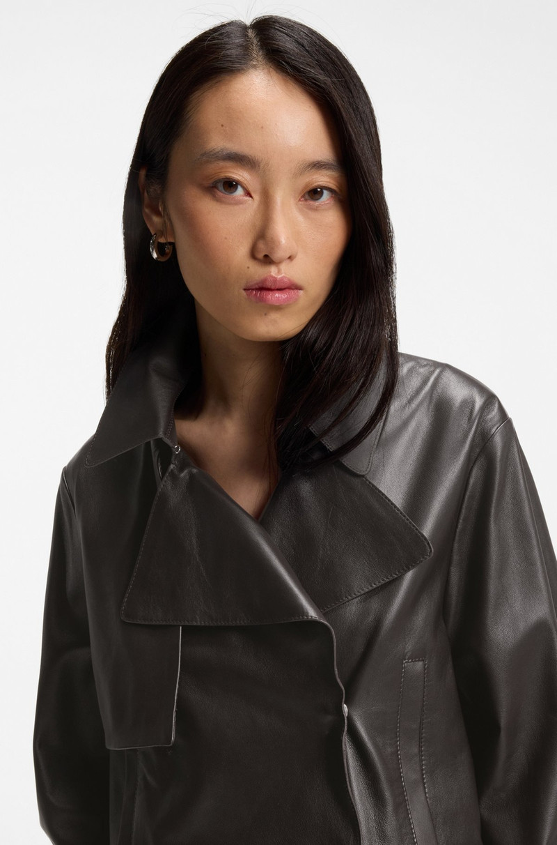 TRENCH-STYLE LEATHER JACKET WITH INNER DRAWCORD 5