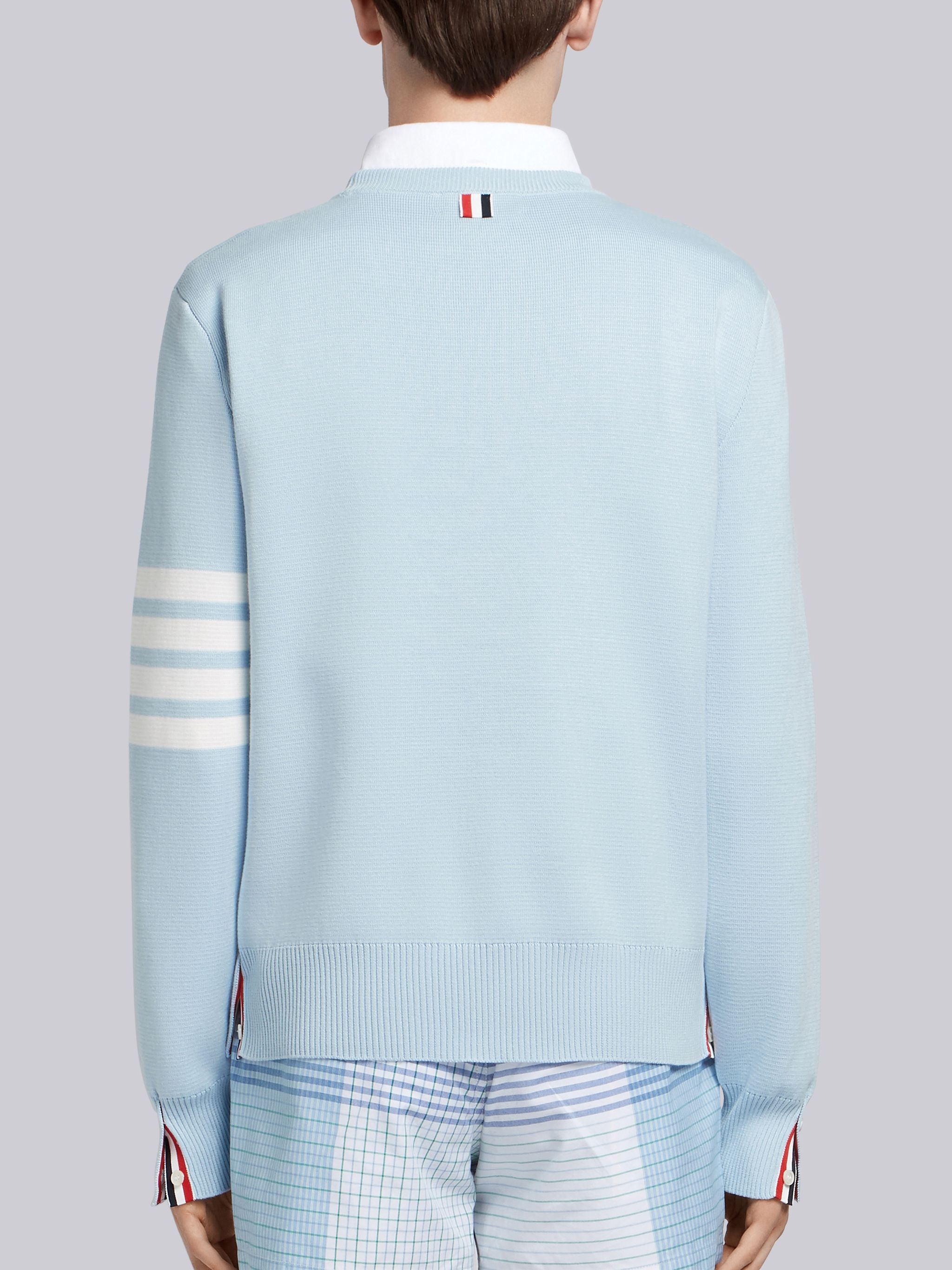 Light Blue Milano Stitch 4-Bar Pullover - 3