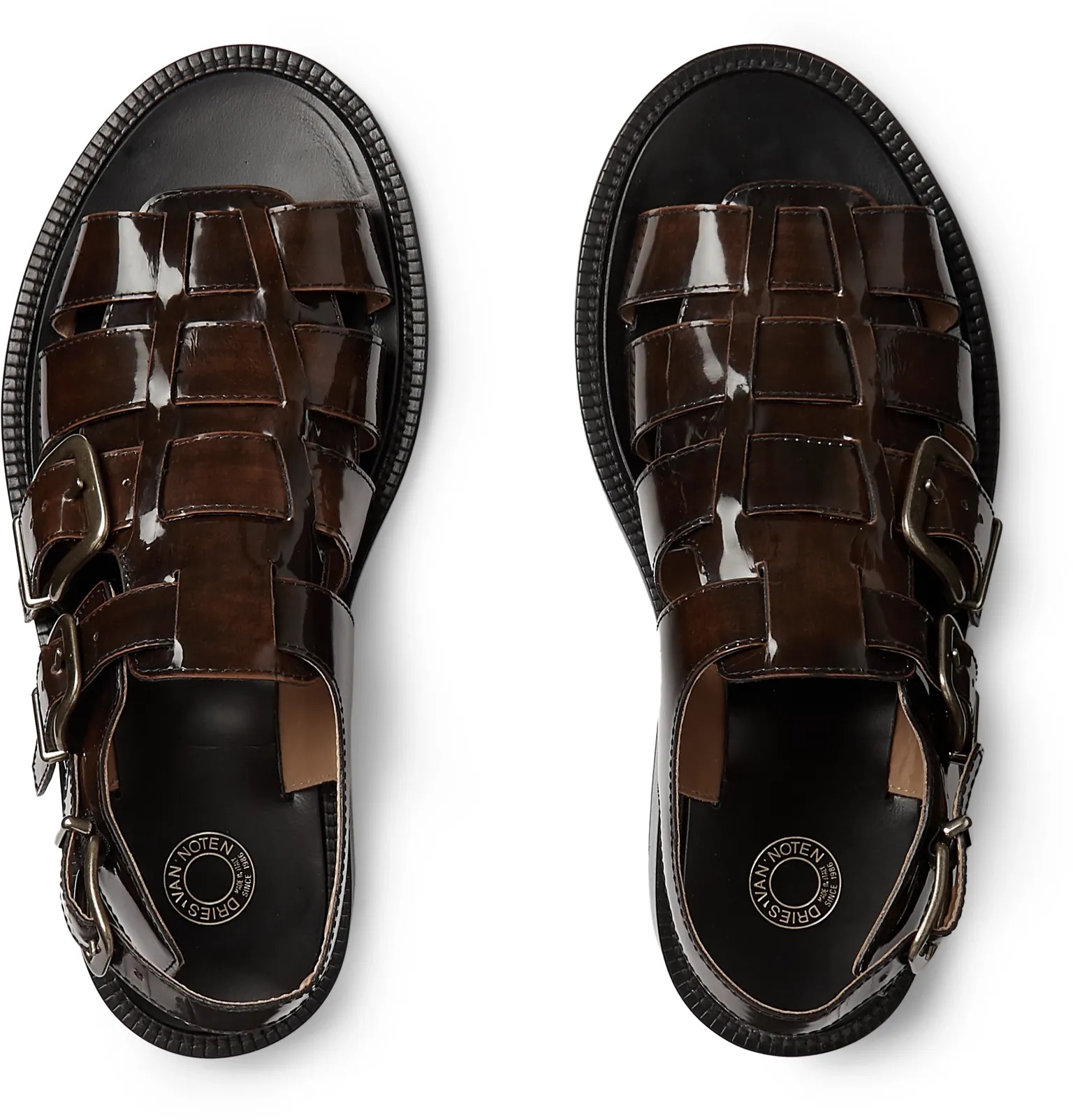 Woven Patent-Leather Sandals - 4