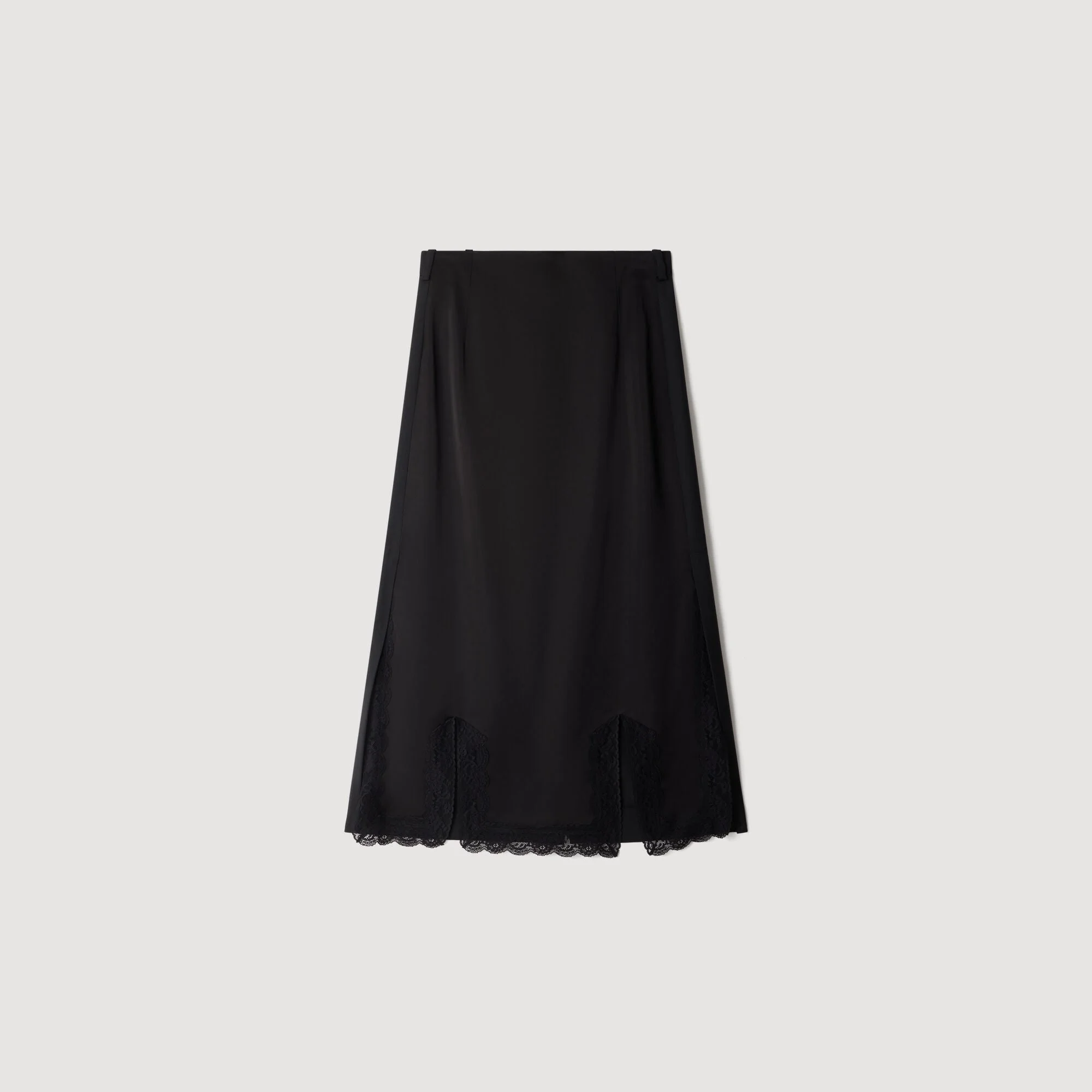 MIDI MIXED-MATERIAL LACE SKIRT - 1