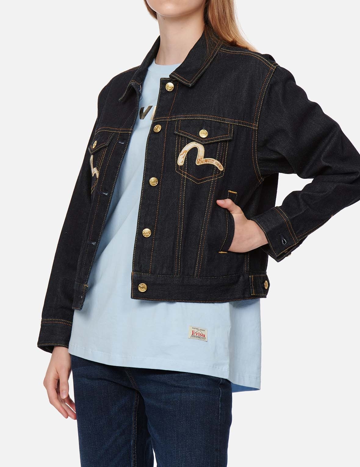 DRAGON BROCADE APPLIQUÉ DENIM JACKET - 4