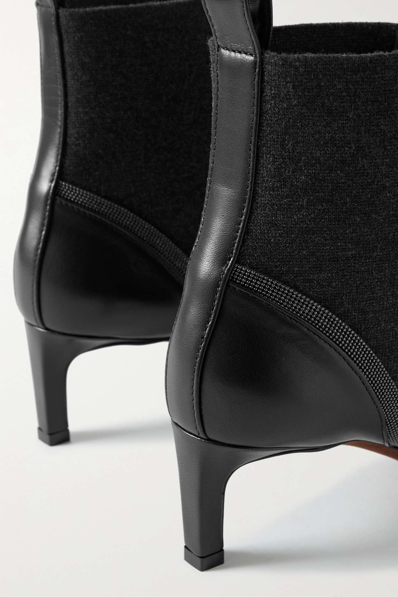 Bead-embellished suede and cashmere Chelsea boots - 4