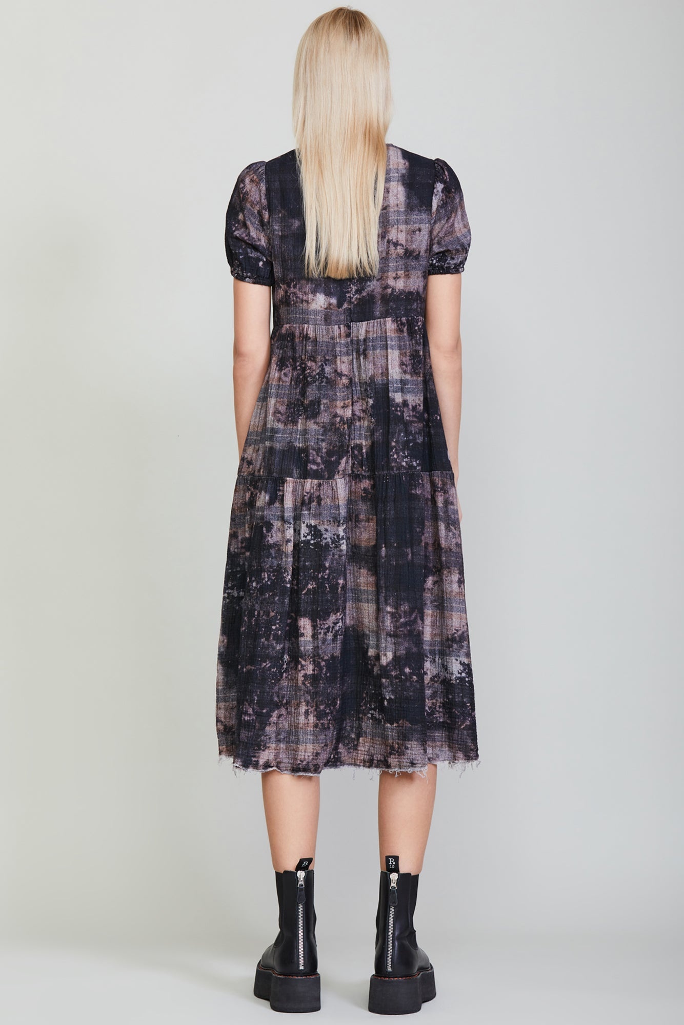 RELAXED MIDI - BLEACHED BLACK PLAID - 4