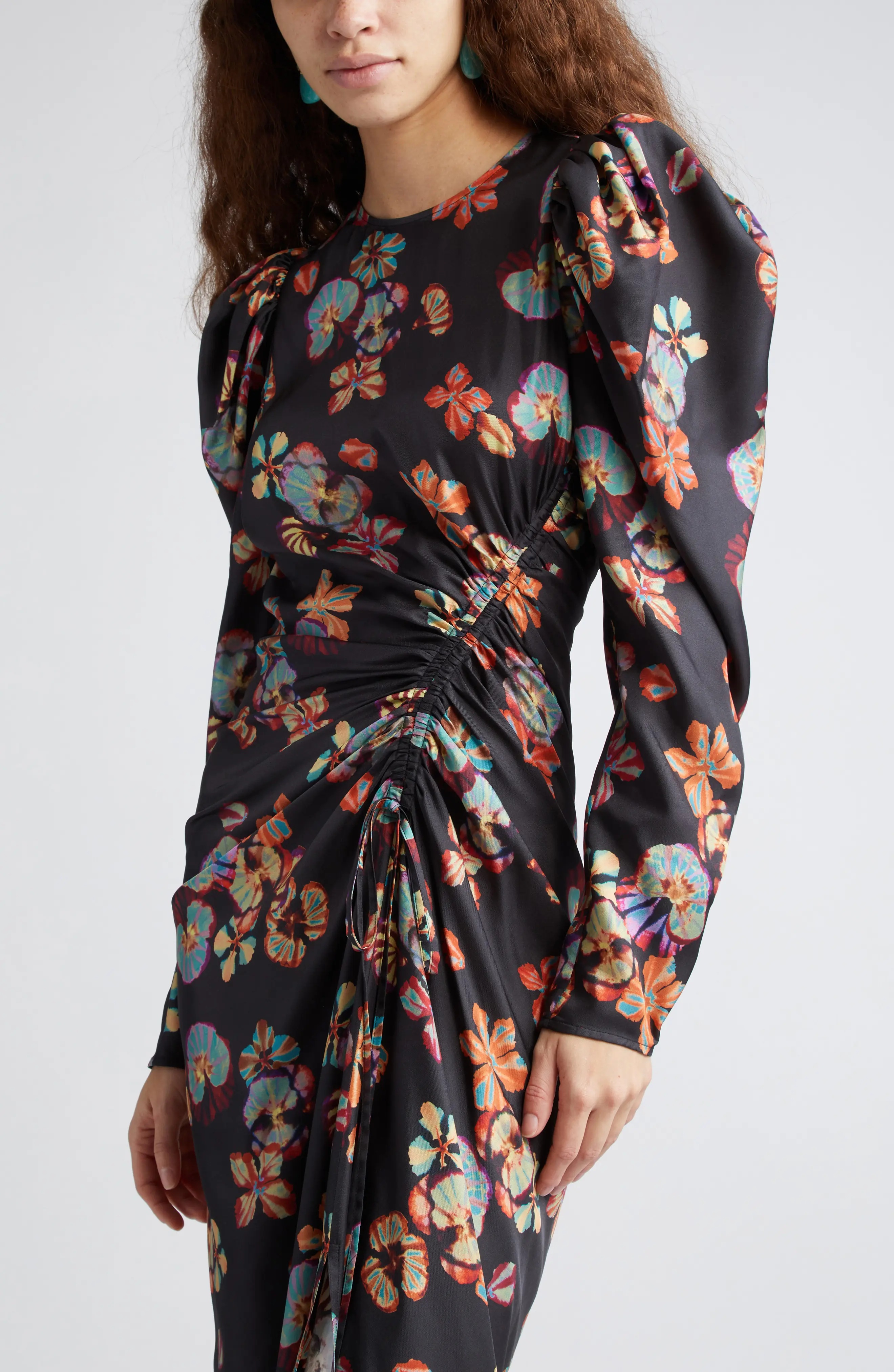 Amalie Floral Long Sleeve Silk Maxi Dress - 4