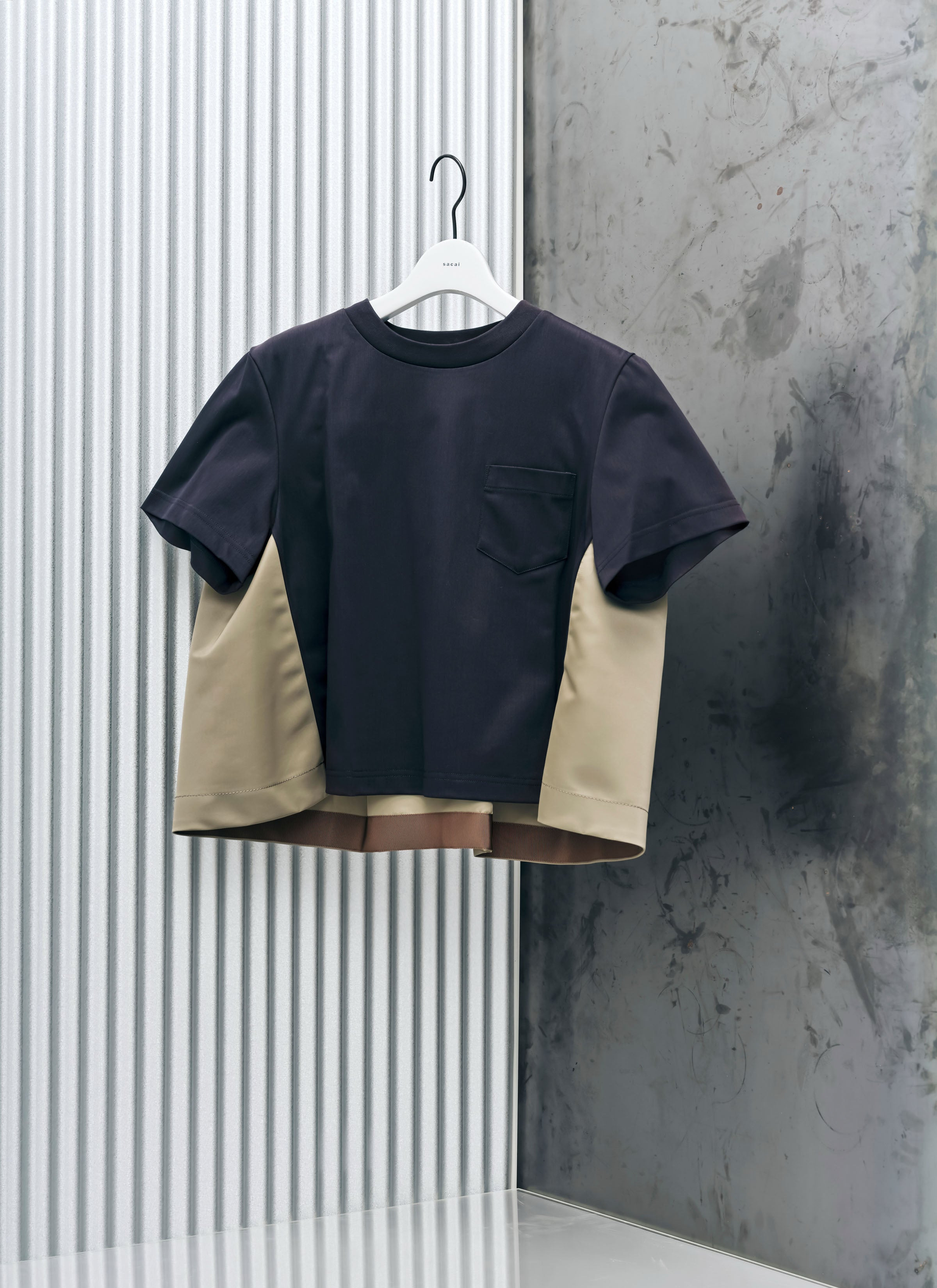 Nylon Twill Mix Cotton Jersey T-Shirt - 1