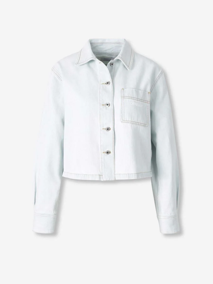 Off-White Cropped Denim Shirt - 1