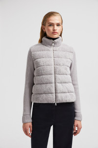 Moncler Padded Wool & Teddy Zip-Up Cardigan | REVERSIBLE