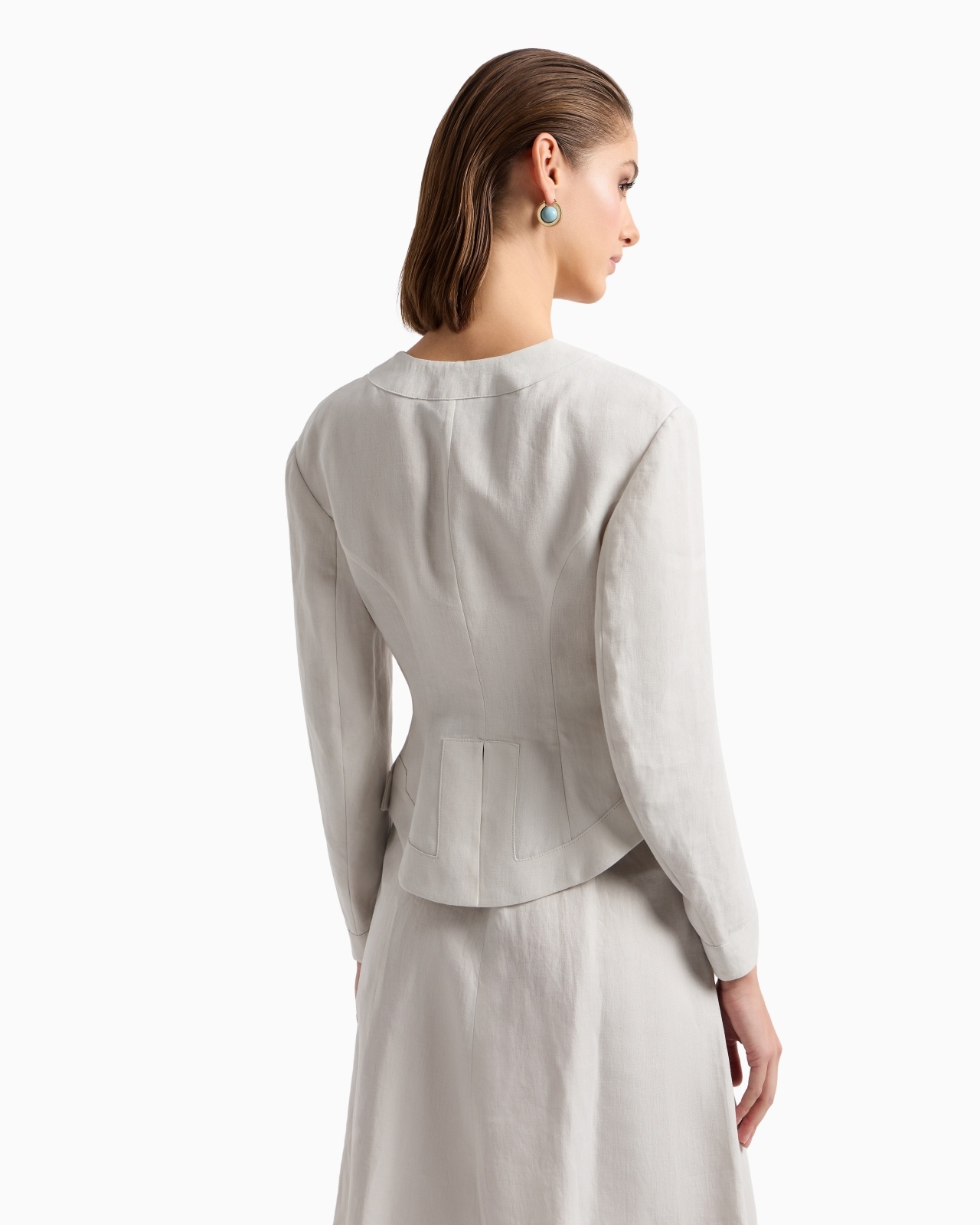 SHORT, SINGLE-BREASTED LINEN JACKET - 3