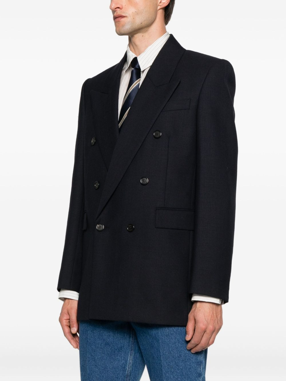 double-breasted wool blazer - 3