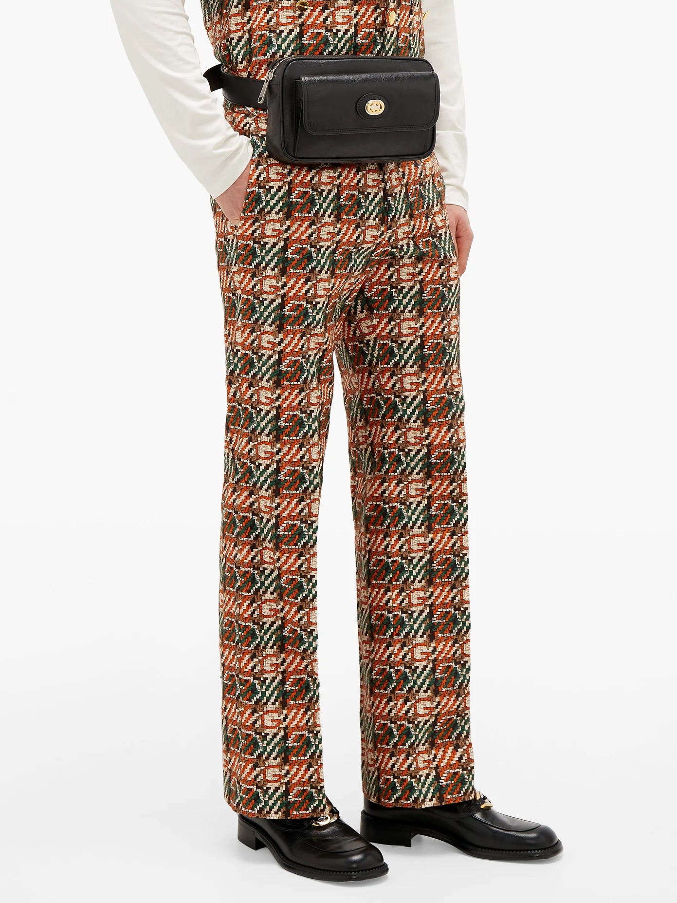 G-check printed cotton-canvas trousers - 6