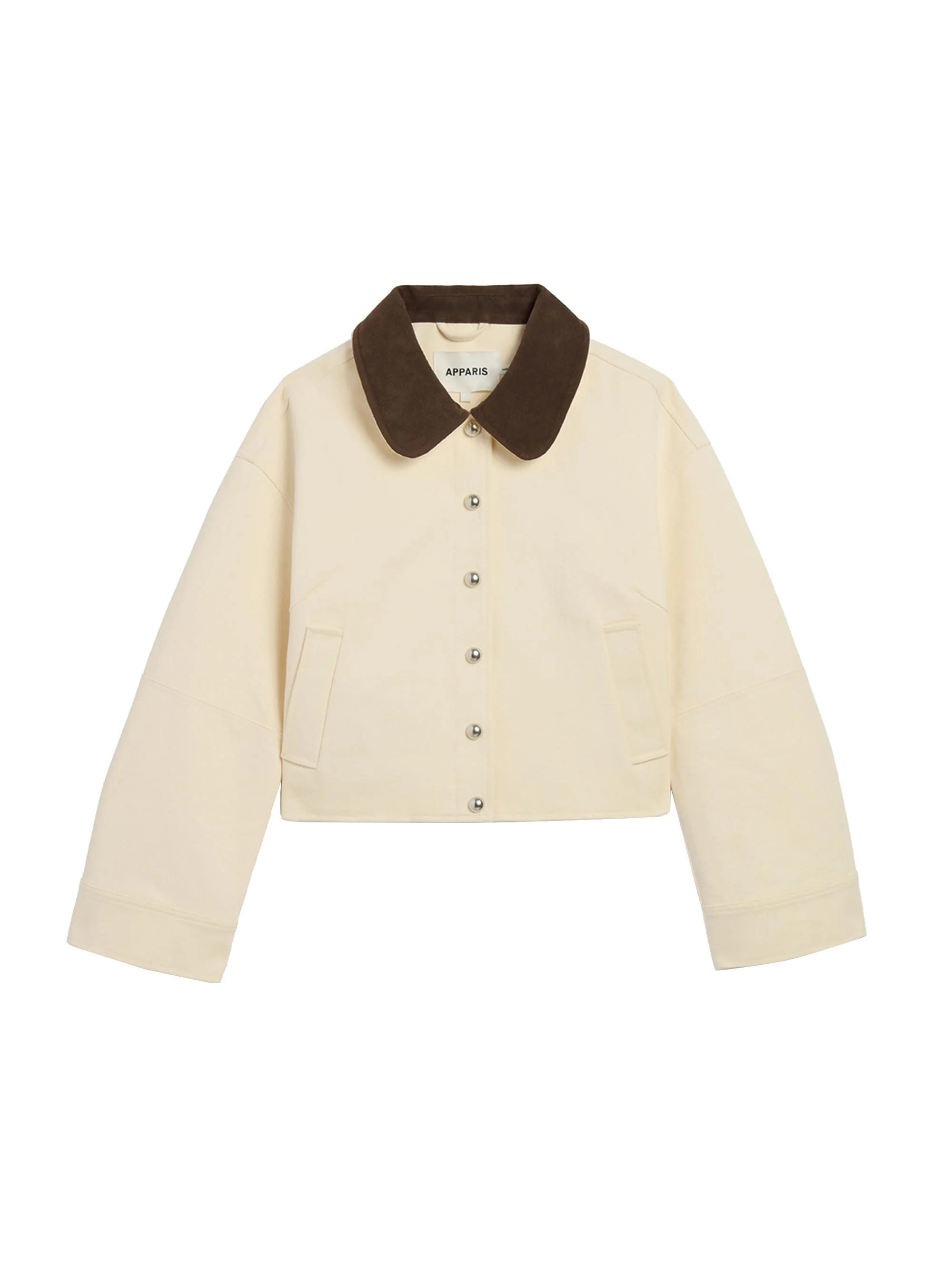 Women's Ella Canvas Cropped Jacket - Off White And Dark Brown - 1