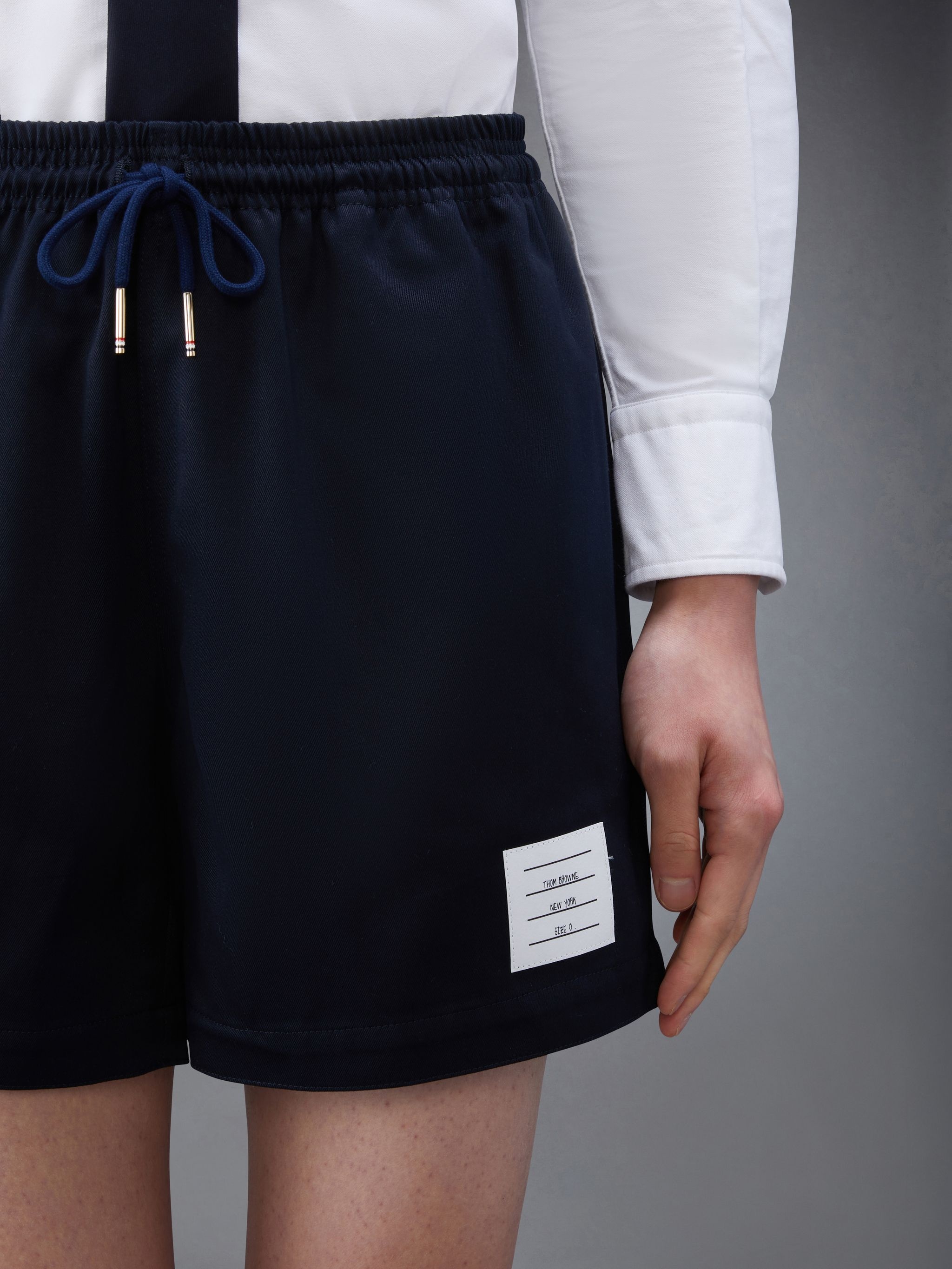 Navy Cotton Twill Drawstring Rugby Shorts - 4
