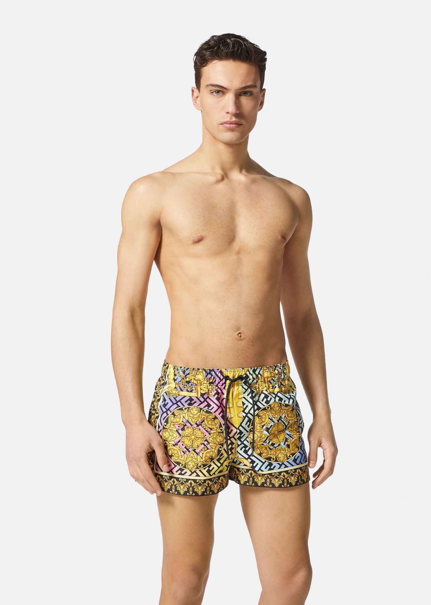 Fendace Gold Baroque Swim Shorts - 2