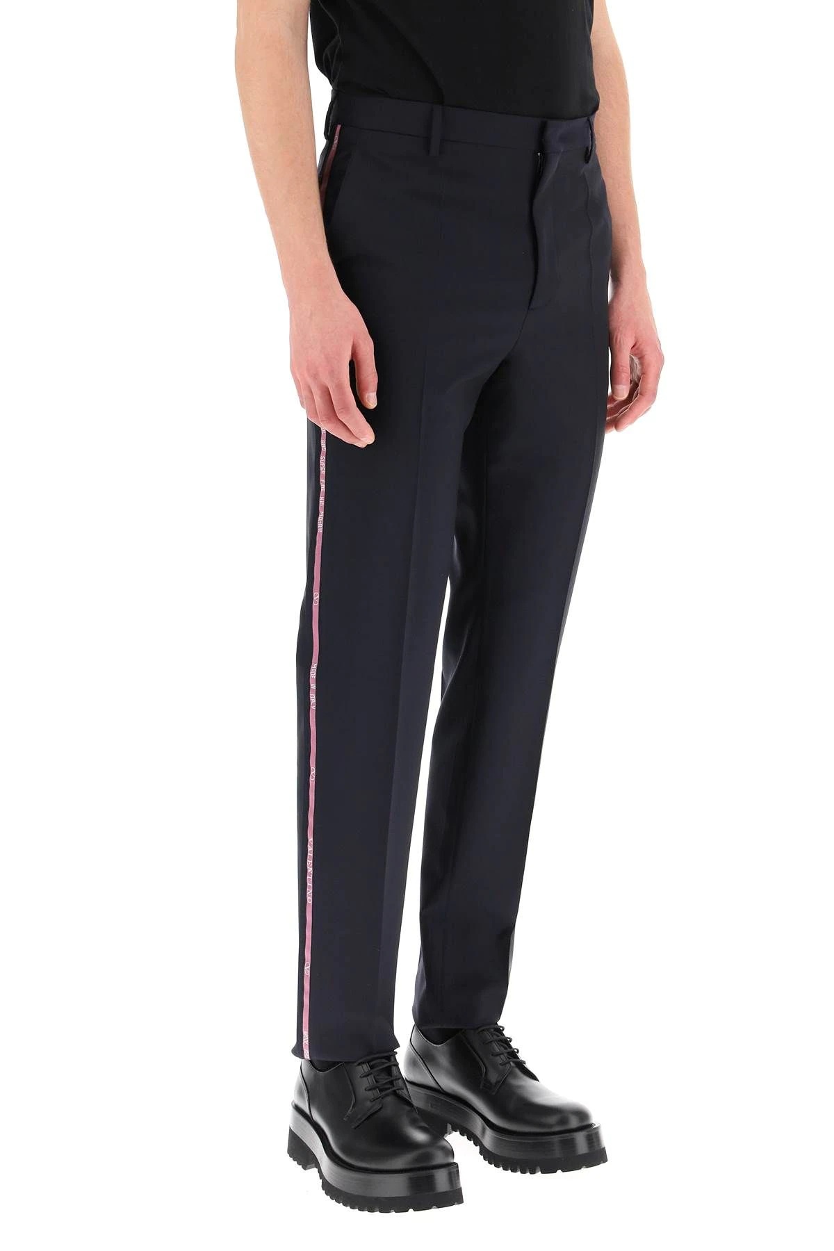 MOHAIR WOOL TROUSERS WITH LOGO SELVEDGE - 3