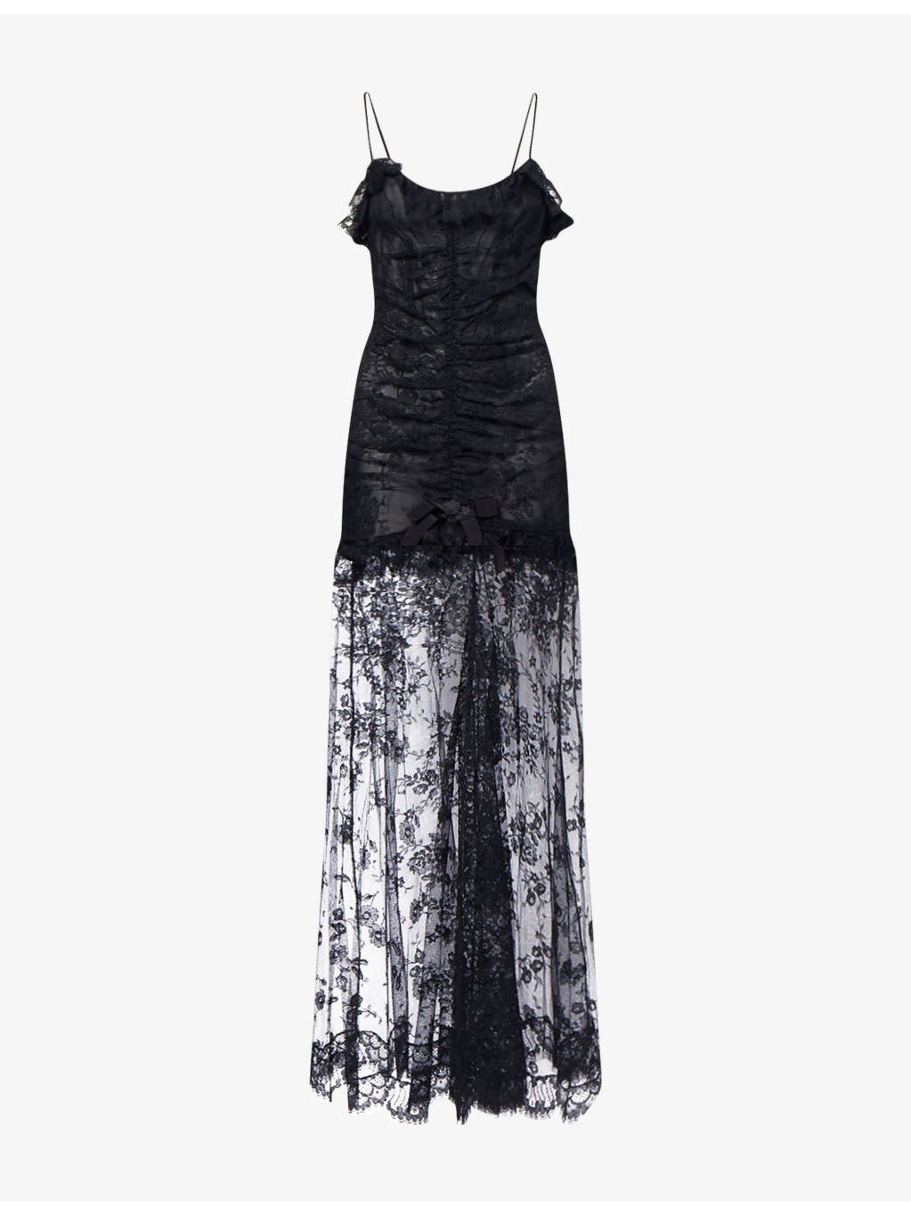Bow Split-Hem Lace Maxi Dress - 1