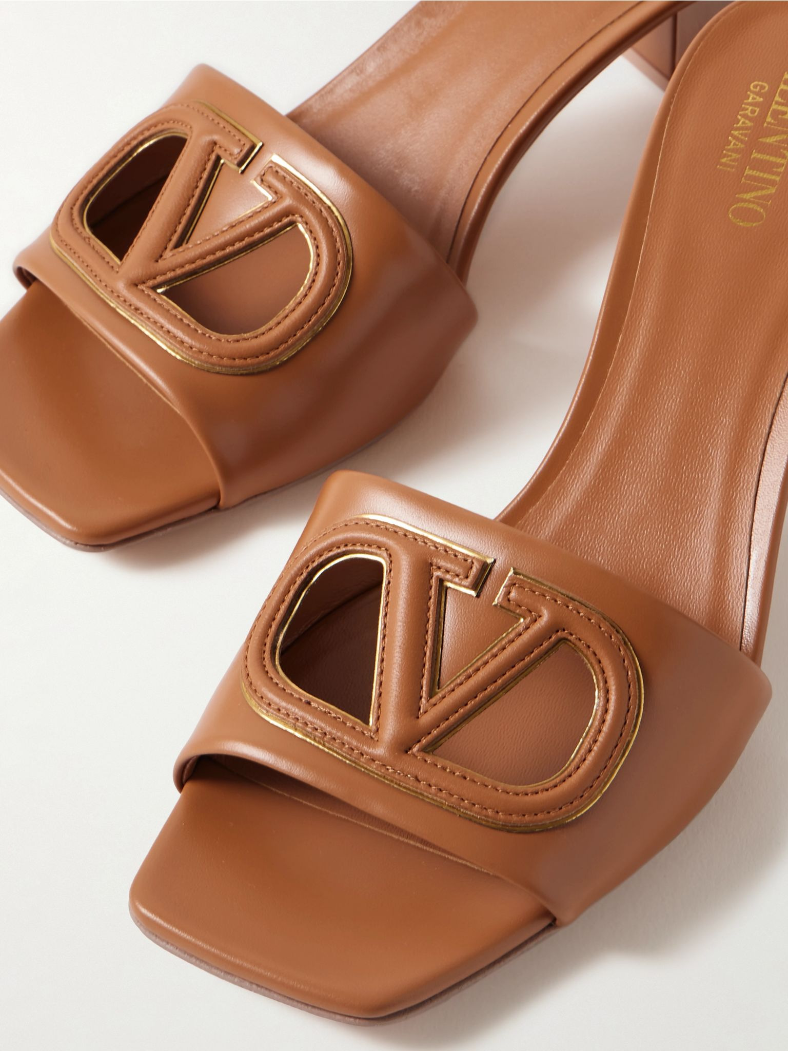 VLOGO 60 cutout leather mules Tan - 4