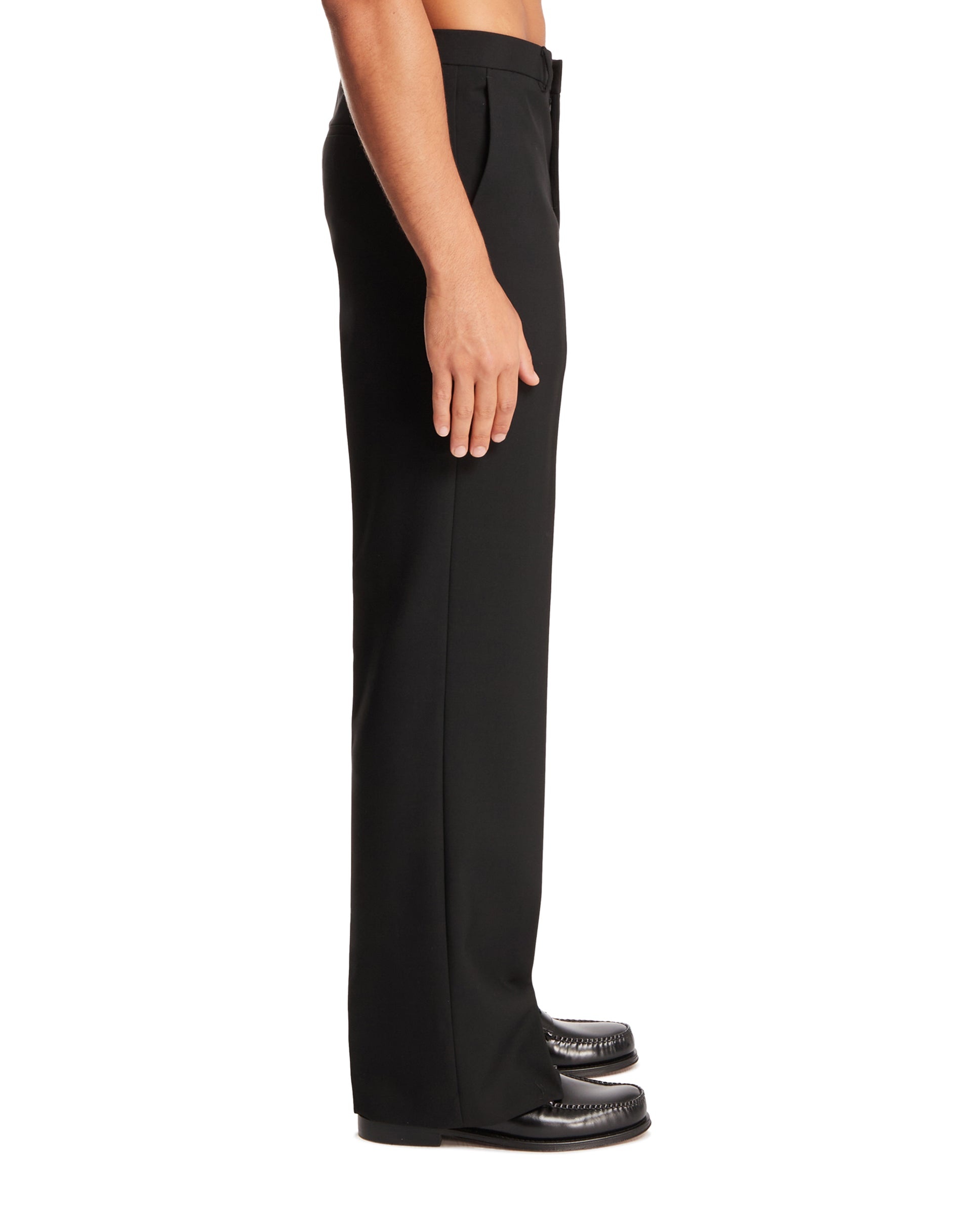 Black Wool Trousers with Embroidery - 5