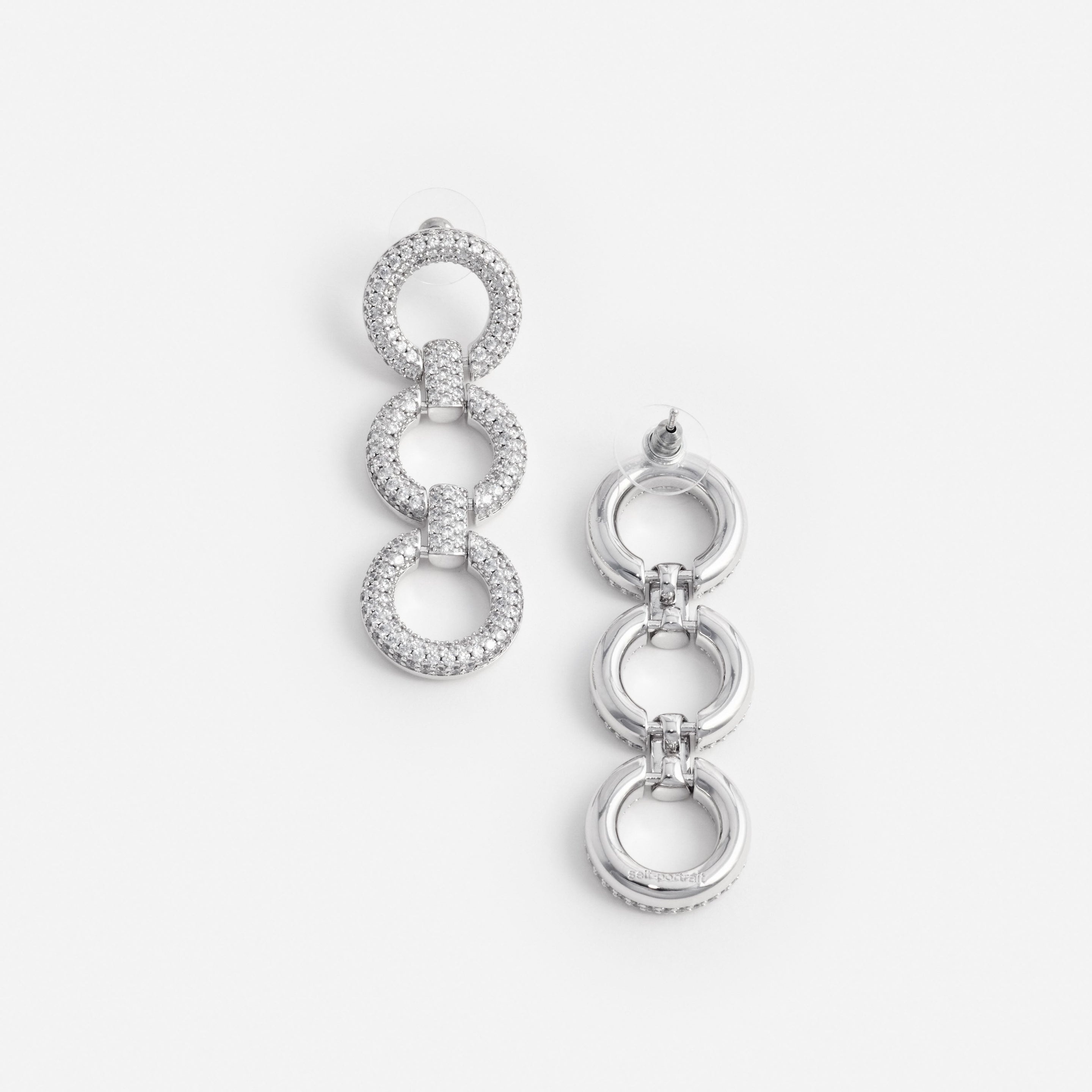 Crystal Link Three Tiered Earrings - 2