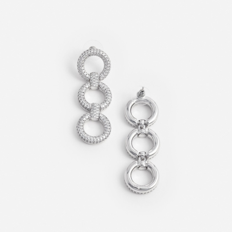 self-portrait Crystal Link Three Tiered Earrings outlook