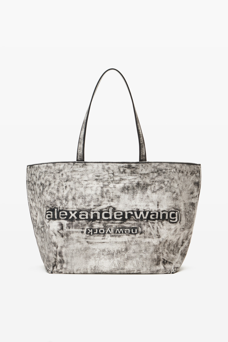 Black and White Leather Punch Tote 1