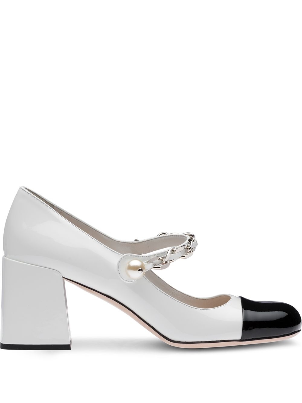 chain pearl strap pumps - 1