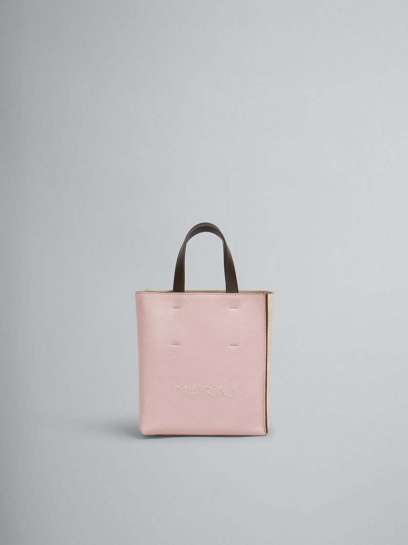 MUSEO SOFT MINI BAG IN PINK COLOUR-BLOCK LEATHER WITH MARNI MENDING - 1