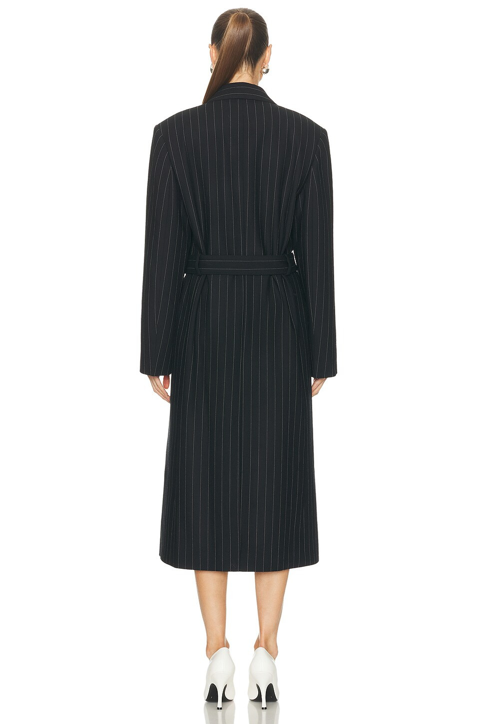 Olyx Pinstripe Maxi Coat - 4